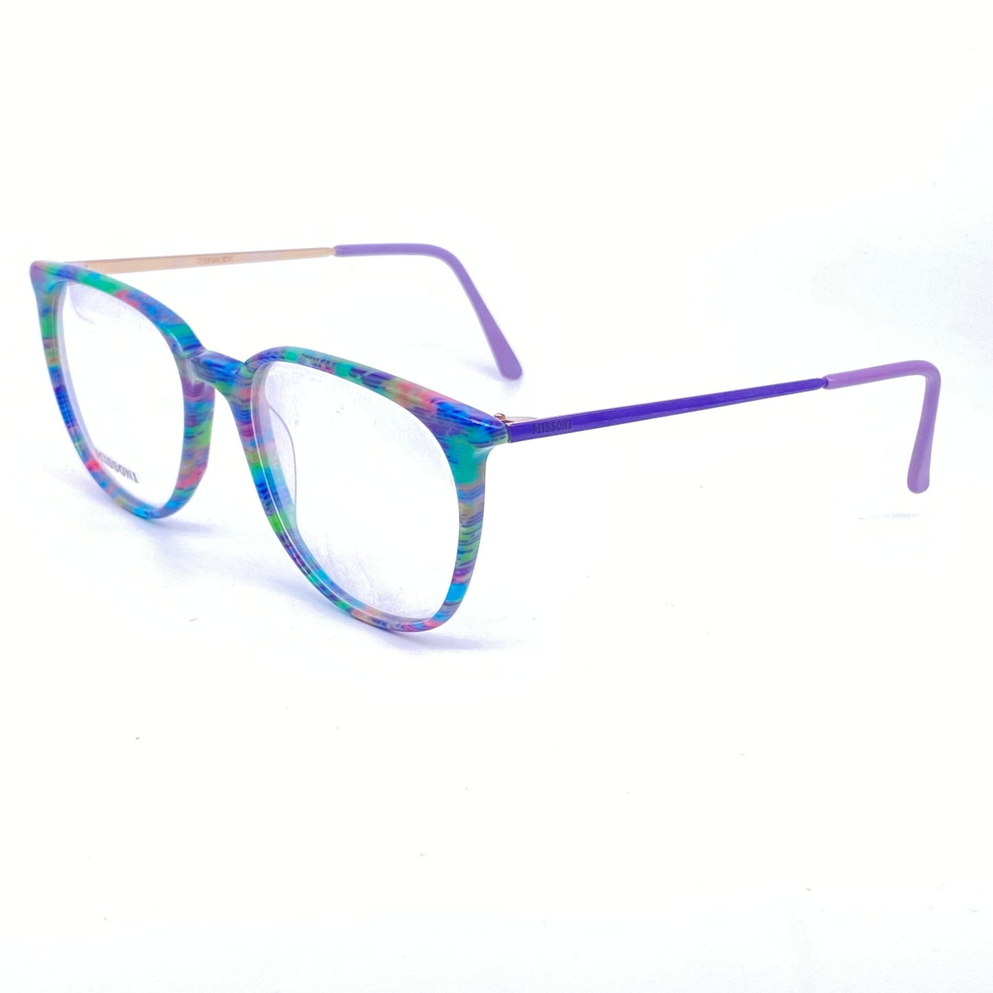 Missoni M881 multicolor pixel art celluloid glasses frames, classic 1980s NOS Italy