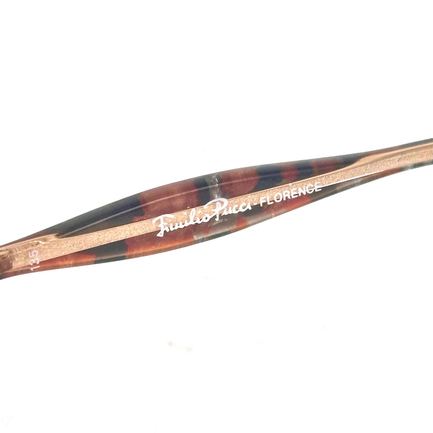 Emilio Pucci 492 clear eyewear detailed with brown and black marble parts and gold temples 80s NoS Made in Florence