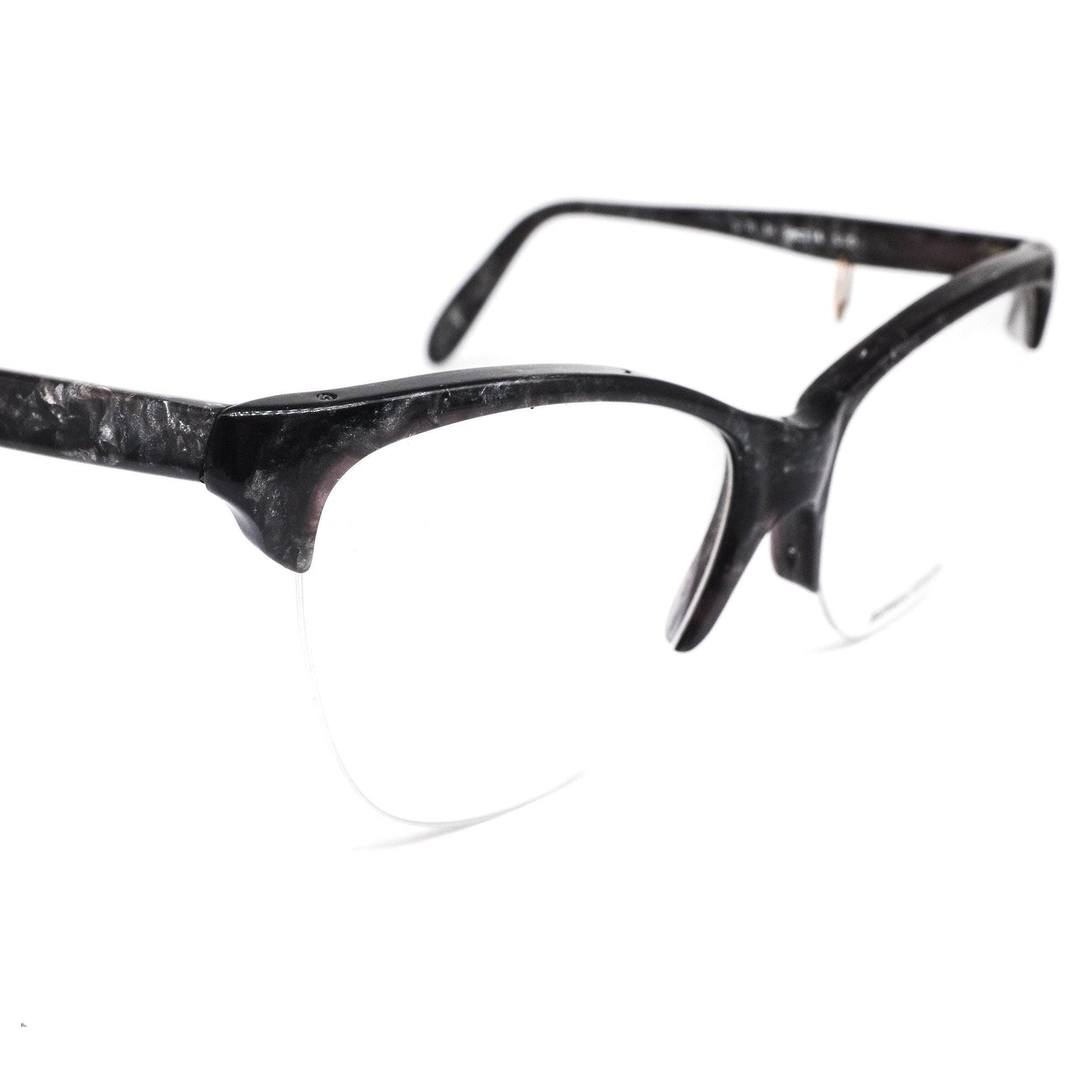 Sonia Rykiel SR18 black marbled cateye eyeglasses w cool pierced temple detail, NoS 80s France