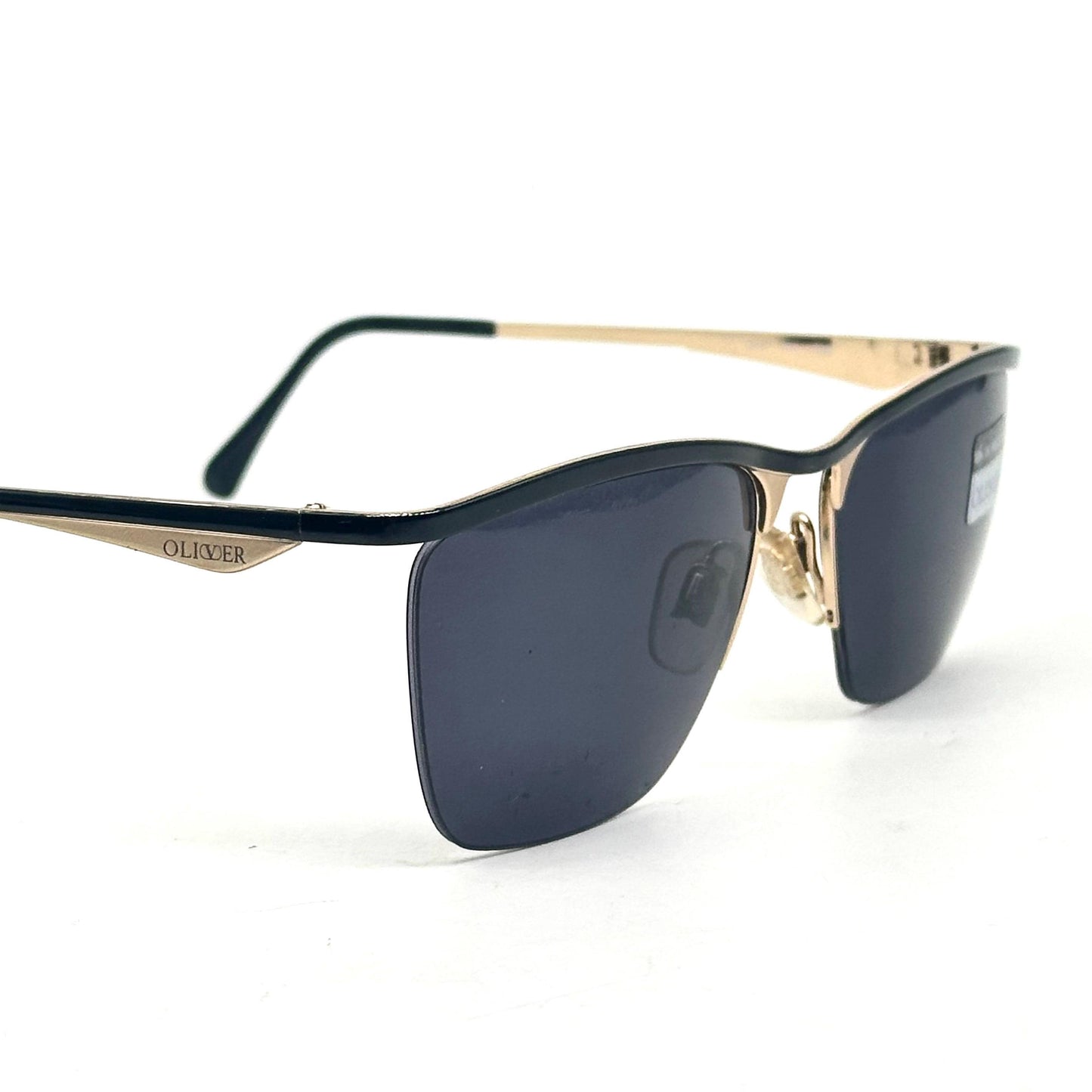 Oliver by Valentino Garavani 1816 vintage gold with black enamelled brow line and temples sunglasses NOS 80s