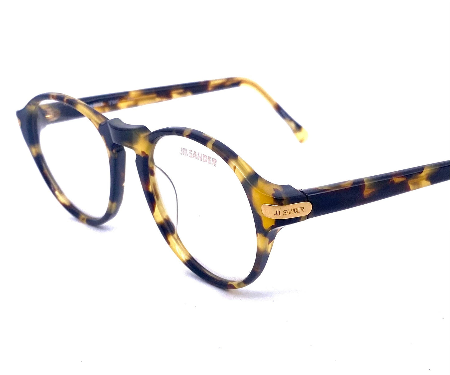 Jil Sander Demi amber round keyhole eyeglasses frames made in Germany. 80s NOS