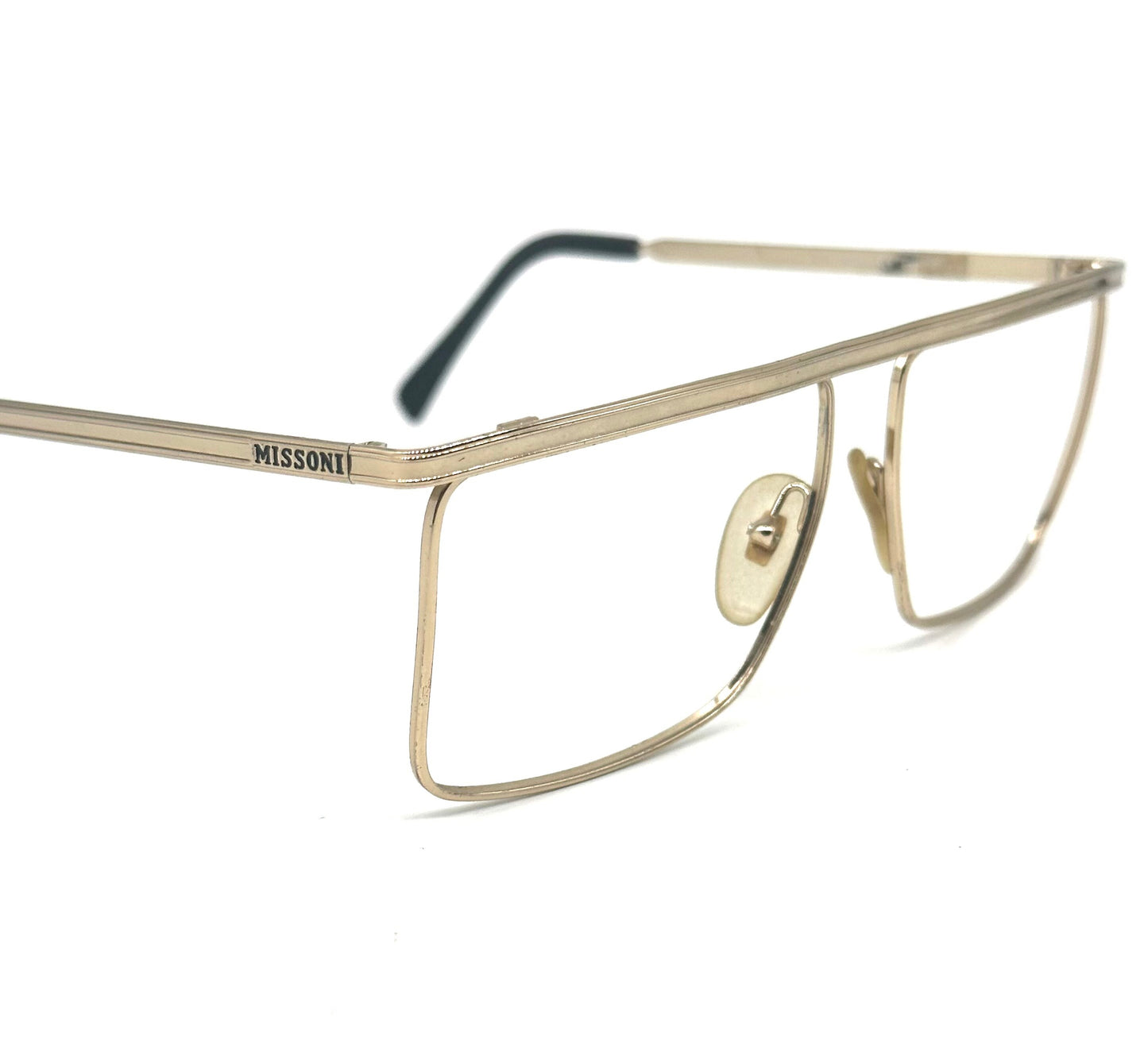 Missoni m403 hip square gold frames w flat top browline, NOS 80s Italy