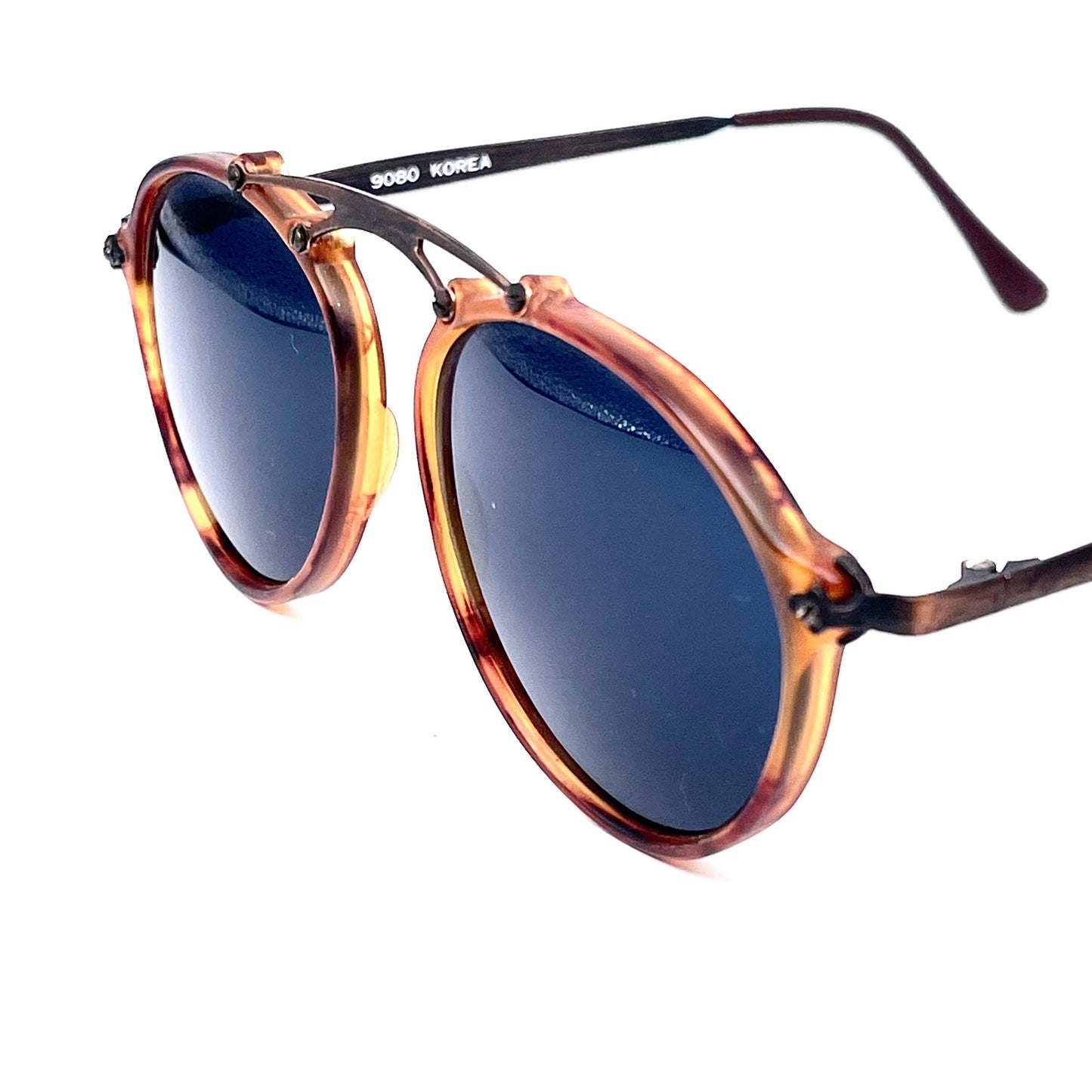 Incognito 9080 steampunk style aviator sunglasses in tortoise-brass NOS 80s