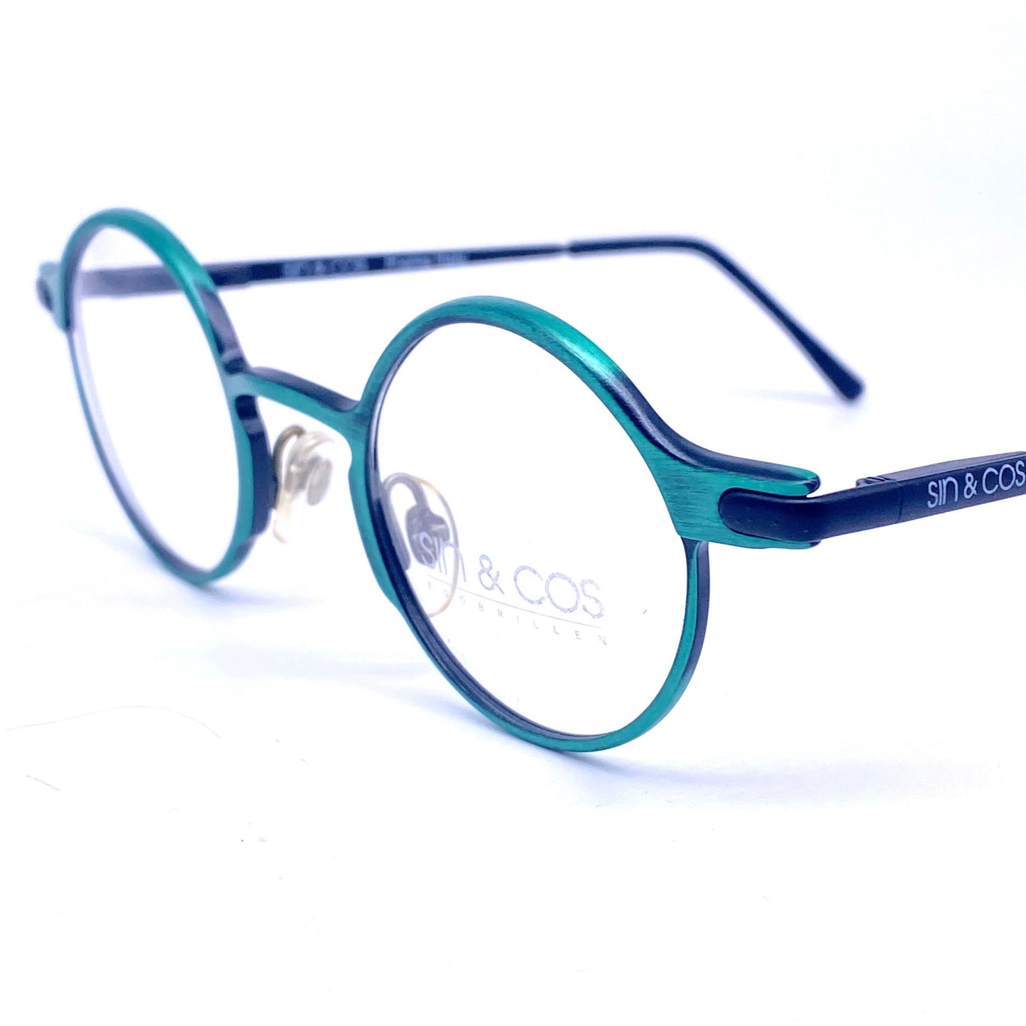 Sin&Cos green metal round avant garde glasses frames made in Italy