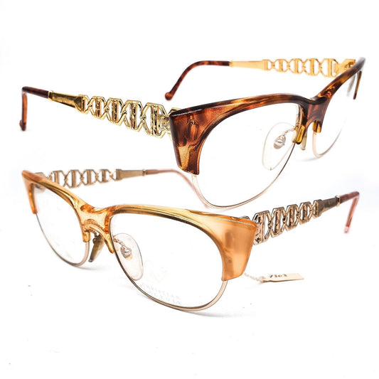 Christian Lacroix 7303 square clubmaster style eyeglasses in 2 colorways, NOS 80s