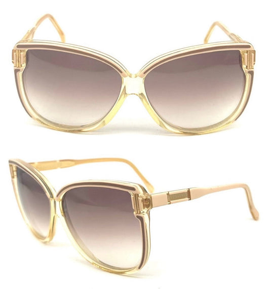 Courreges 8430 square oversized sunglasses in cream and gold color, 1970s NOS hand made in France