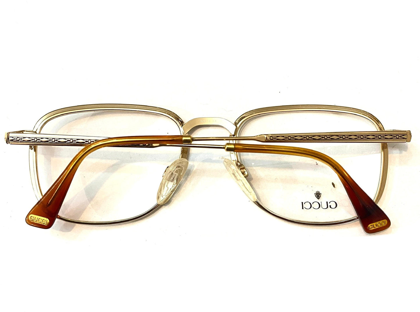 Gucci 1225 classy squared gold plated eyeglasses NOS 80s