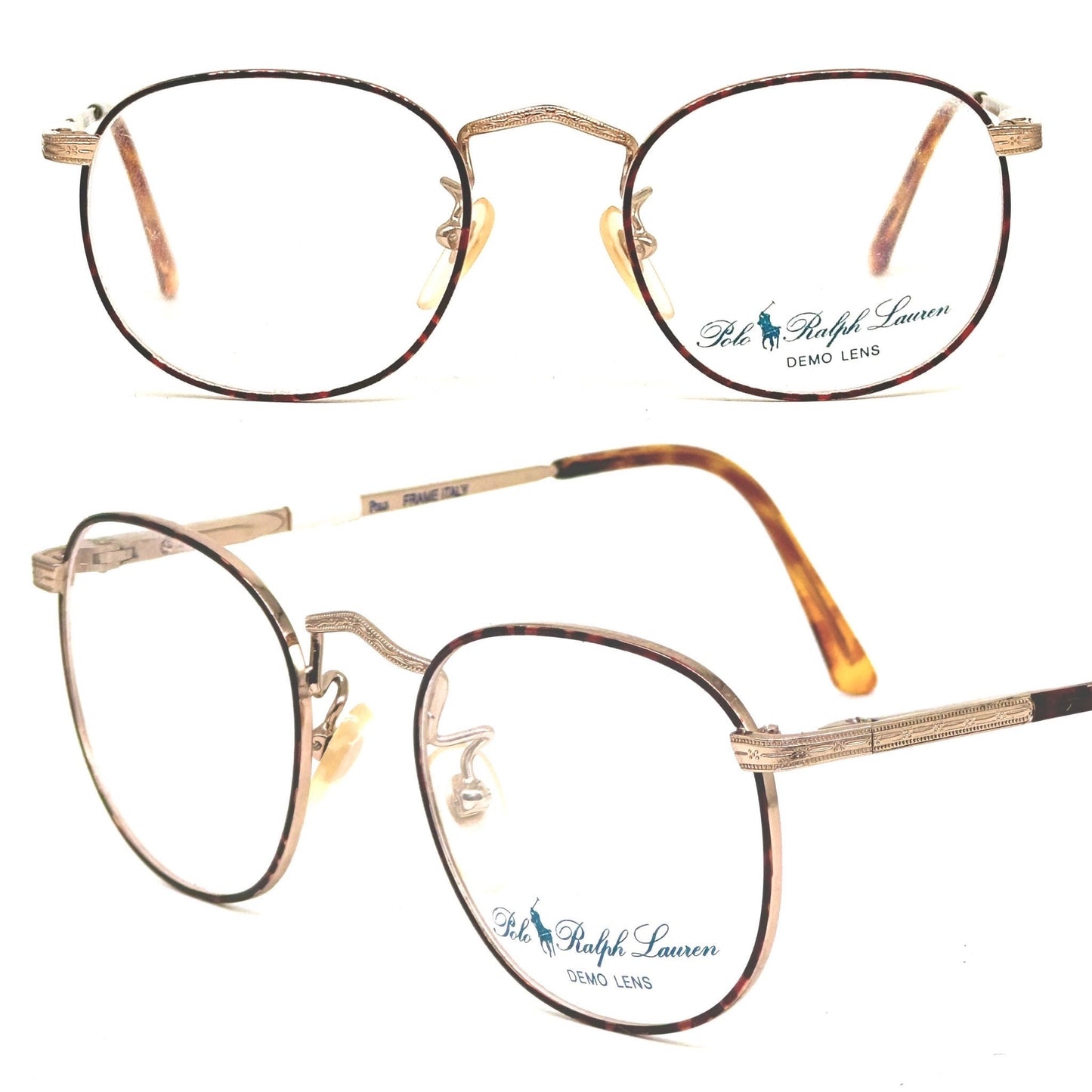 Ralph Lauren polo classic 33/N deco style Golden metal frames w tortoise details, NOS 80s