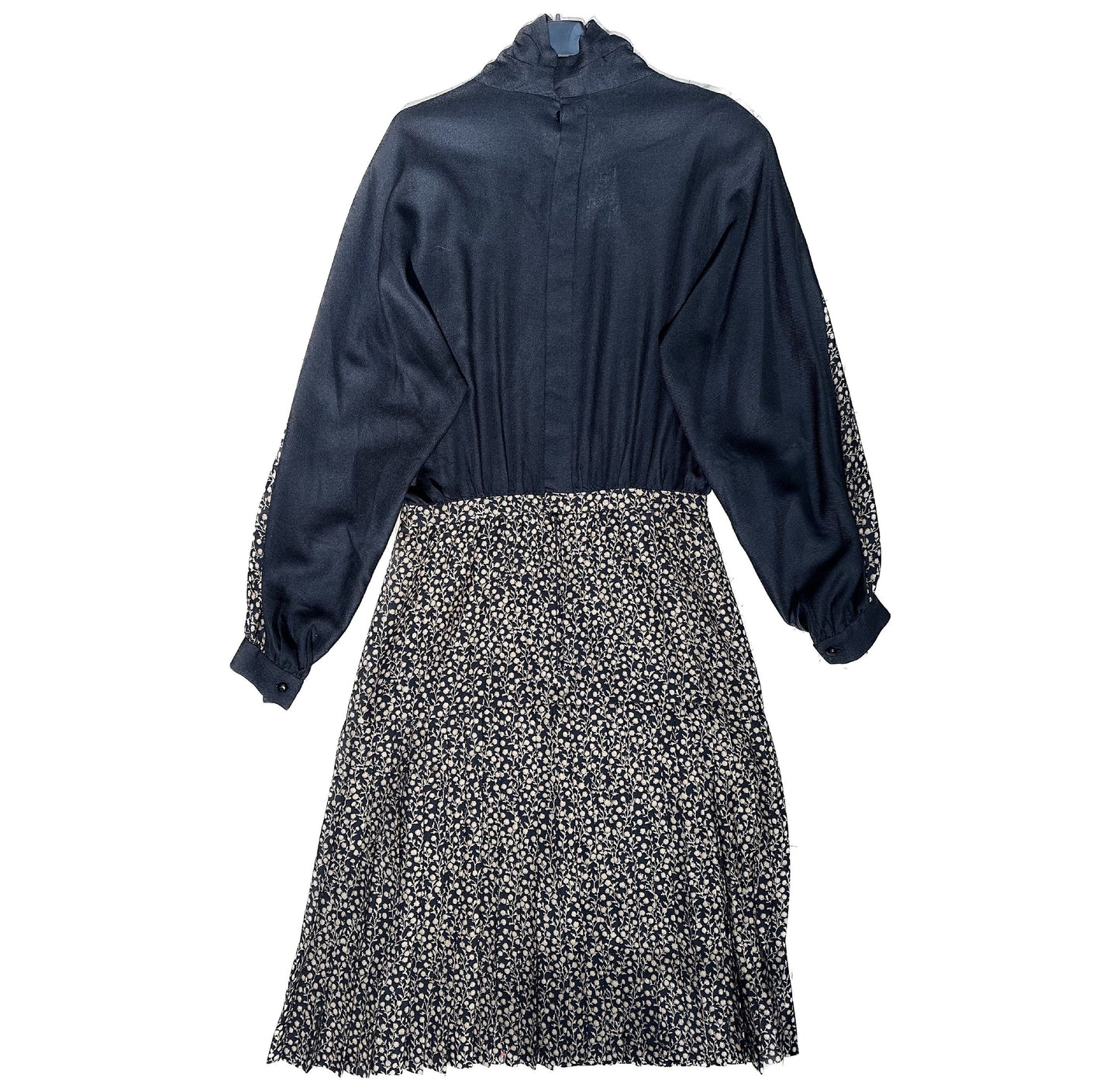 Valentino Boutique 1980s classy black/beige floral long woolen dress, in mint condition sz 10