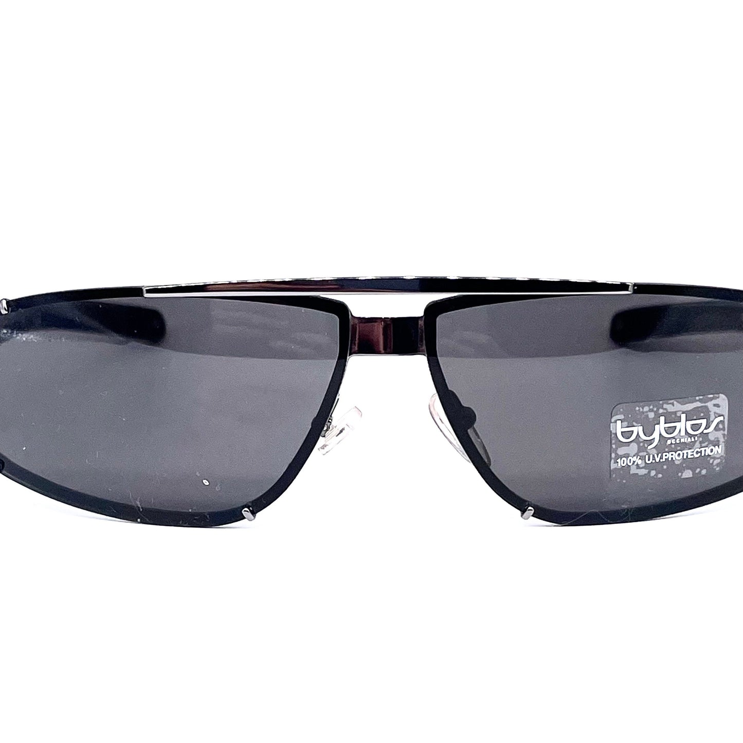 Byblos b911-S modernist wrap oval pilot restyle sunglasses, NoS early Y2k