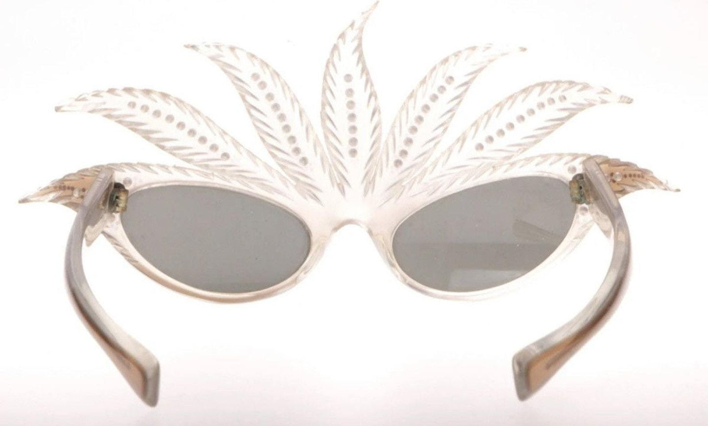 Paulette Guinea One of a kind 1950s Mardi Gras feather sunglasses w strass