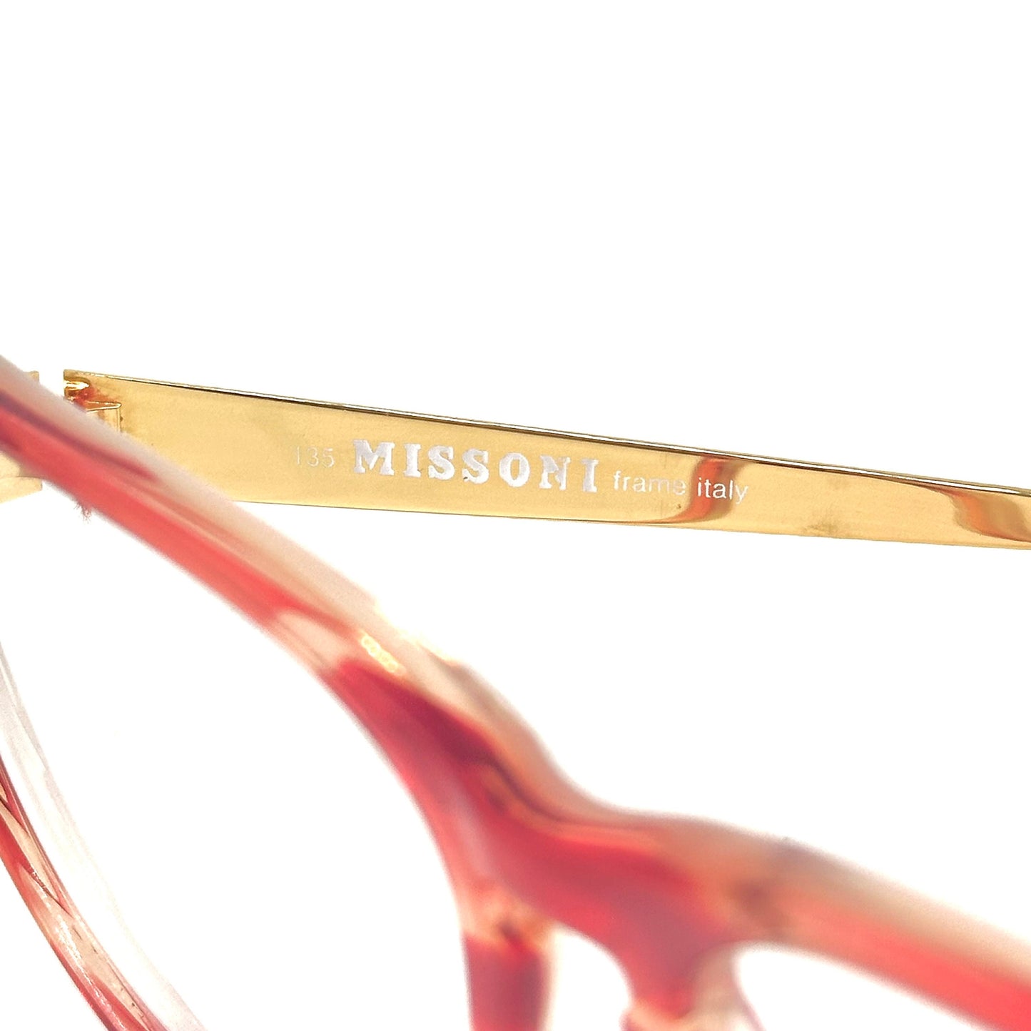 Missoni M181 stunning butterfly red eyeglasses frames w golden temple, 80s NOS made in Italy