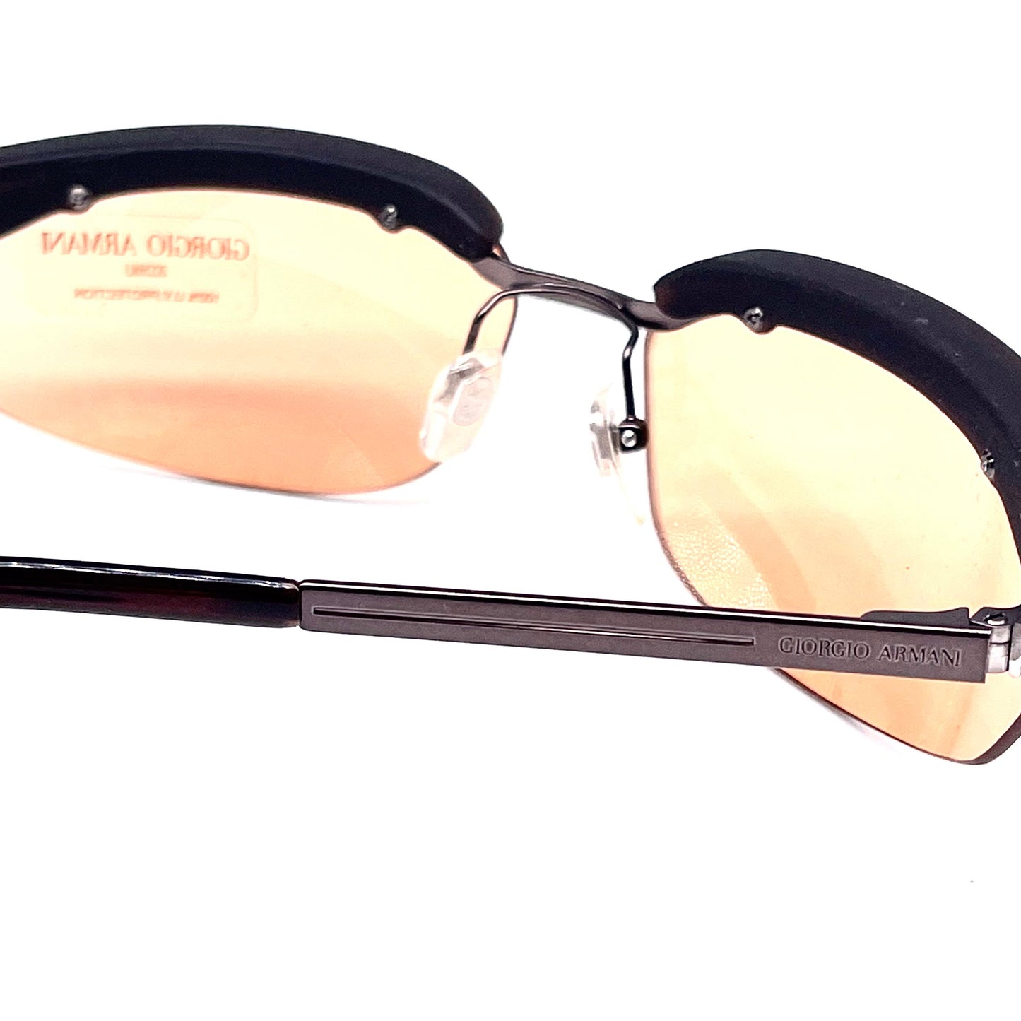 Giorgio Armani 1509 rimless modernist sunglasses orange lenses, NOS 90s