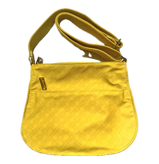 Gherardini bright yellow monogram canvas bag w waterproof treatment, NOS 80s Italy