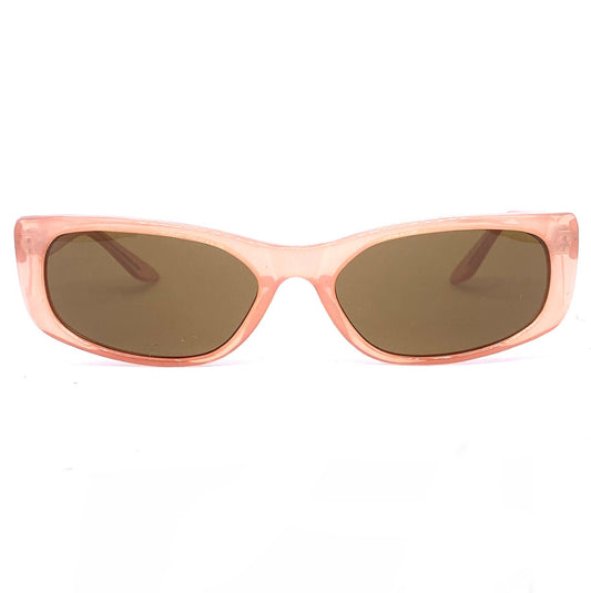 Lancome translucent pink slightly cateye rectangular cello sunglasses, 90s NOS France