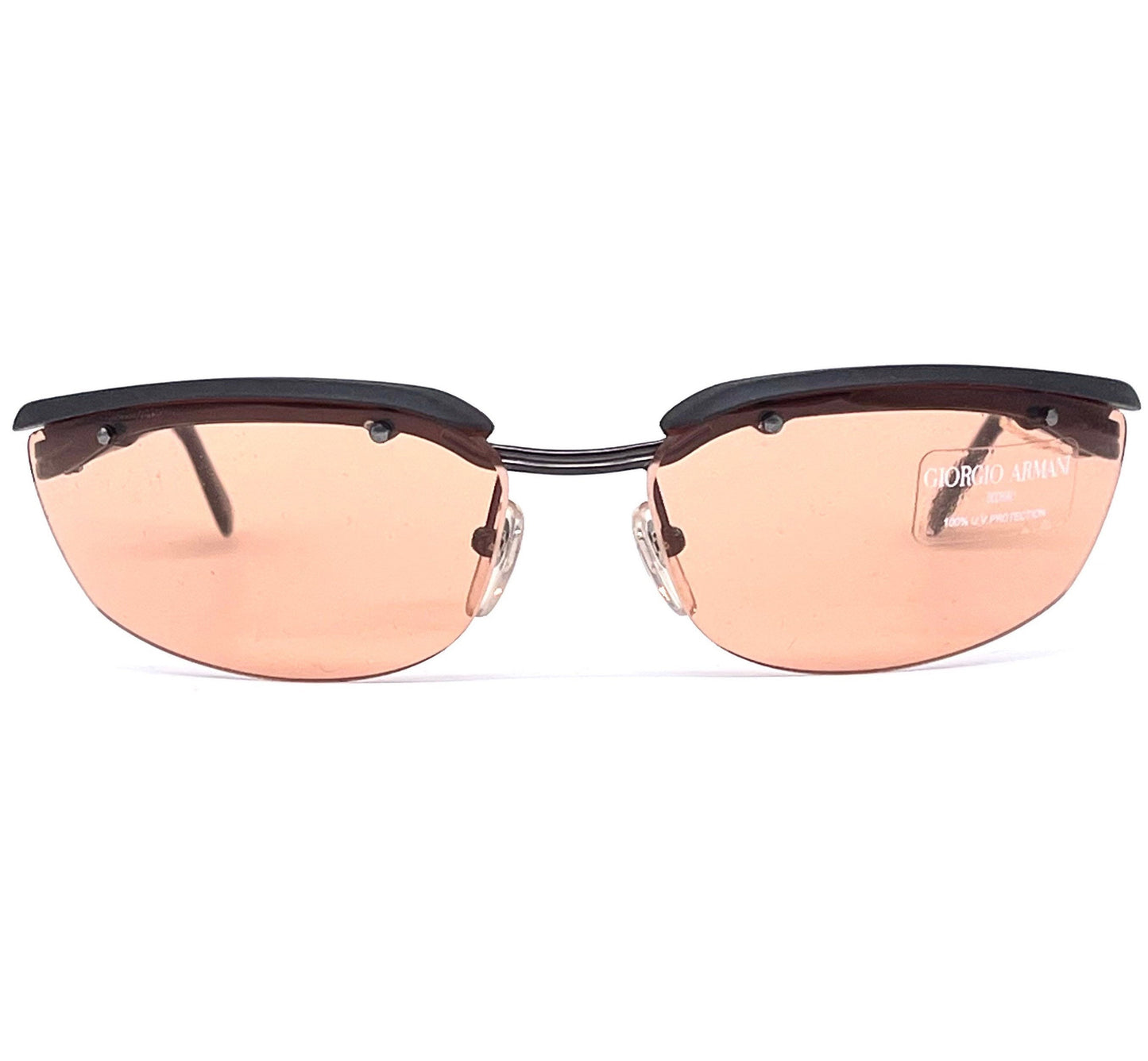 Giorgio Armani 1509 rimless modernist sunglasses orange lenses, NOS 90s