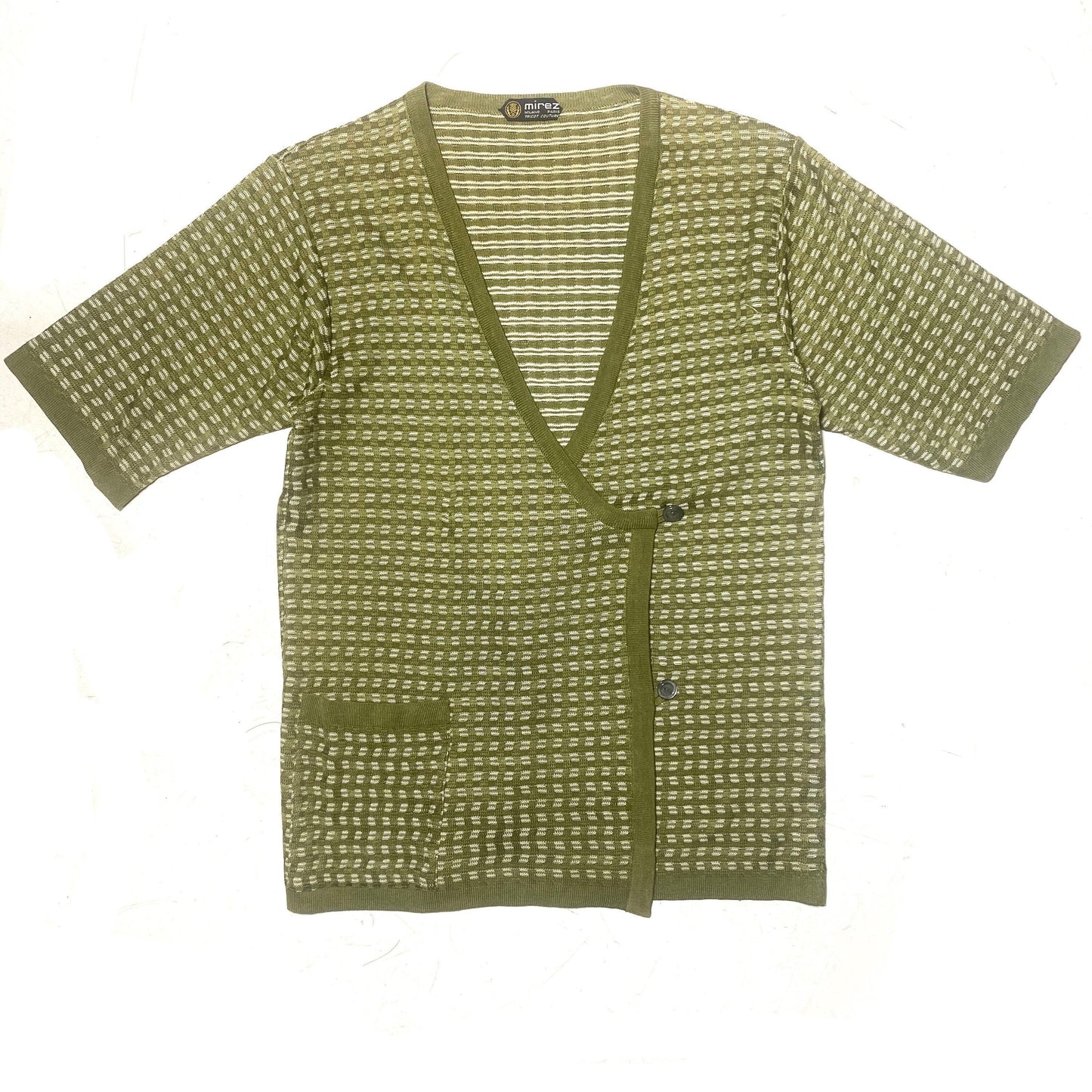 Mirez tricot couture 70s NOS cotton knit dress, 2 pcs set with cardigan, minty and new with tags