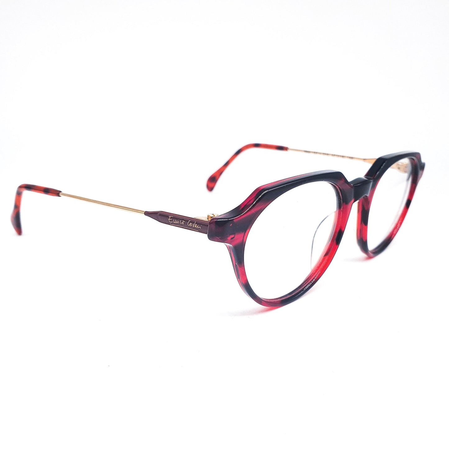 Enrico Coveri G13 Black/Red zebra cello pantos eyeglasses frames, 1990s NOS Italy