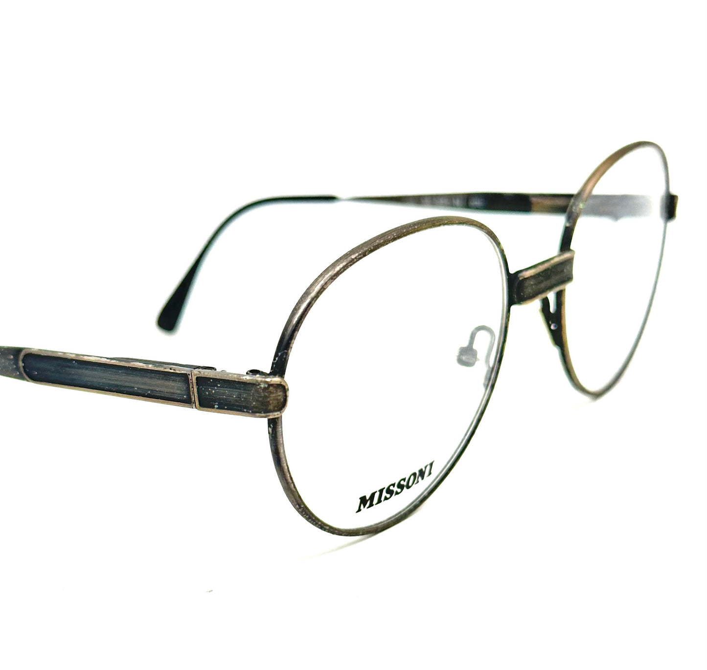 Missoni m821 round gunmetal frames, pantos minimalist glasses made in Italy, 80s NOS