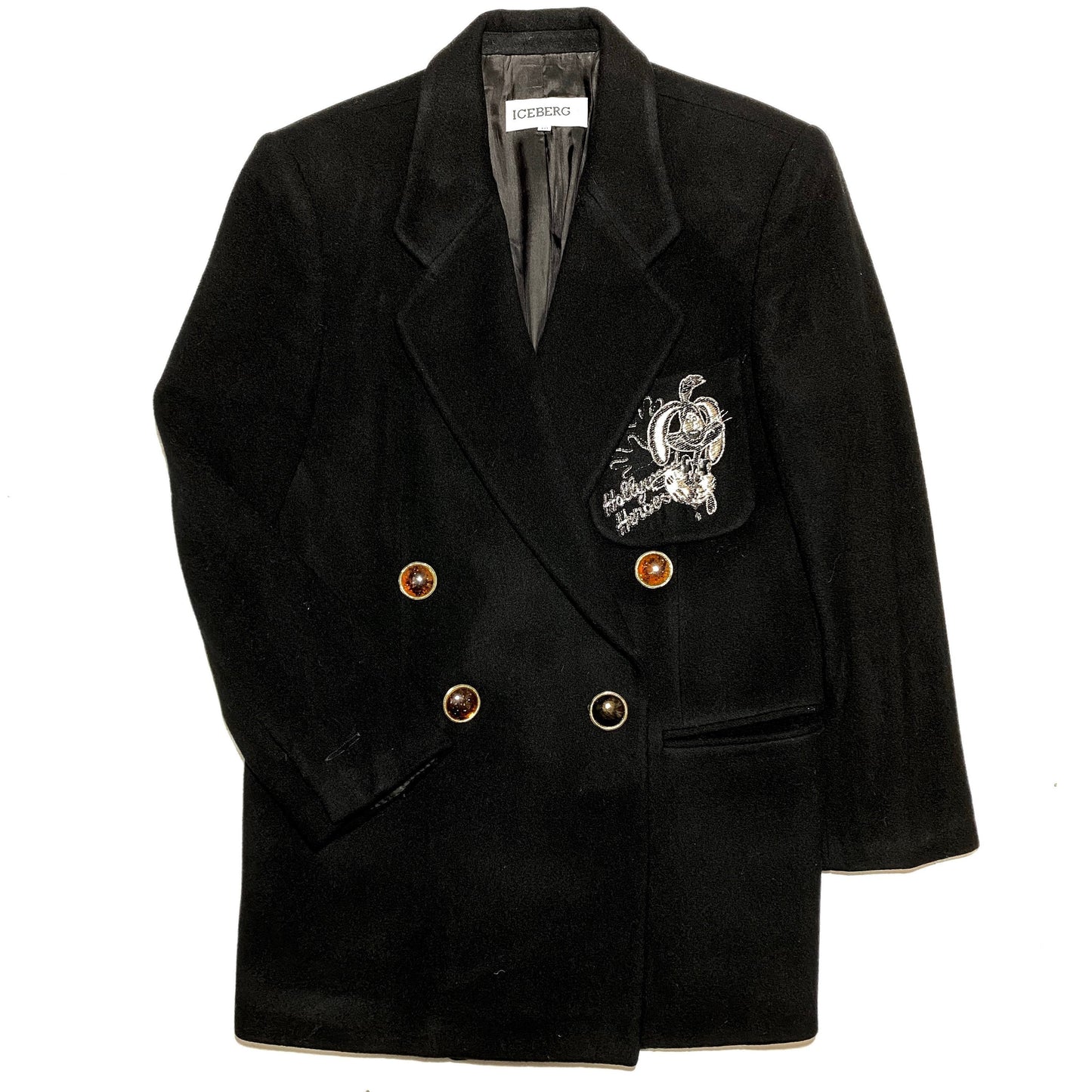 Iceberg collectible black Roger Rabbit Hollywood Stars cashmere blazer, sz 40, mint condition