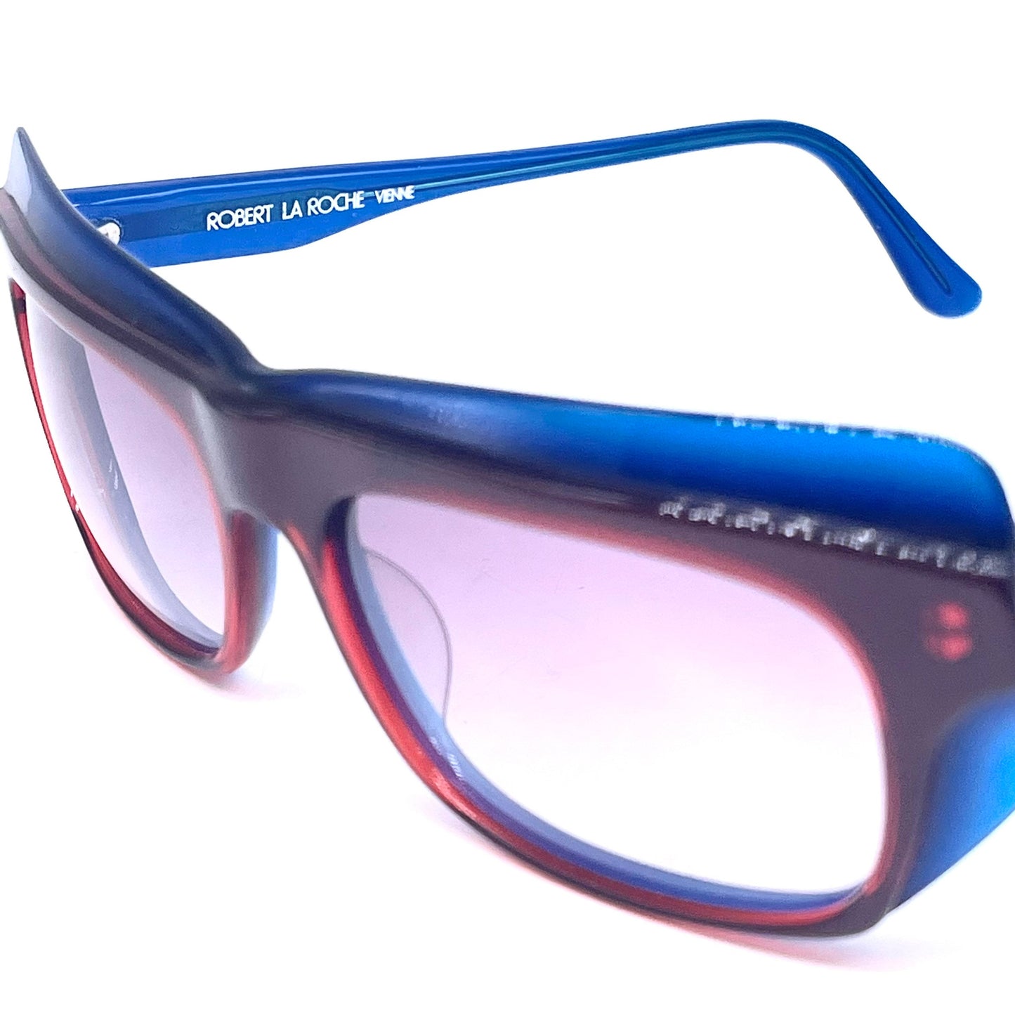 Robert La Roche gorgeous butterfly oversized sunglasses, multilayered blue/red cello , NOS 80s