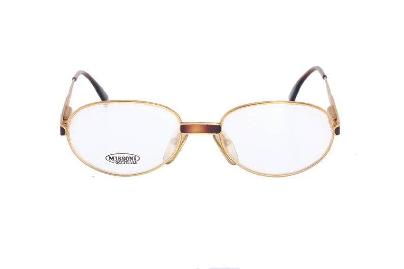 Missoni classy oval Matt gold frames with tortoise enameled details, 80s NOS Italy