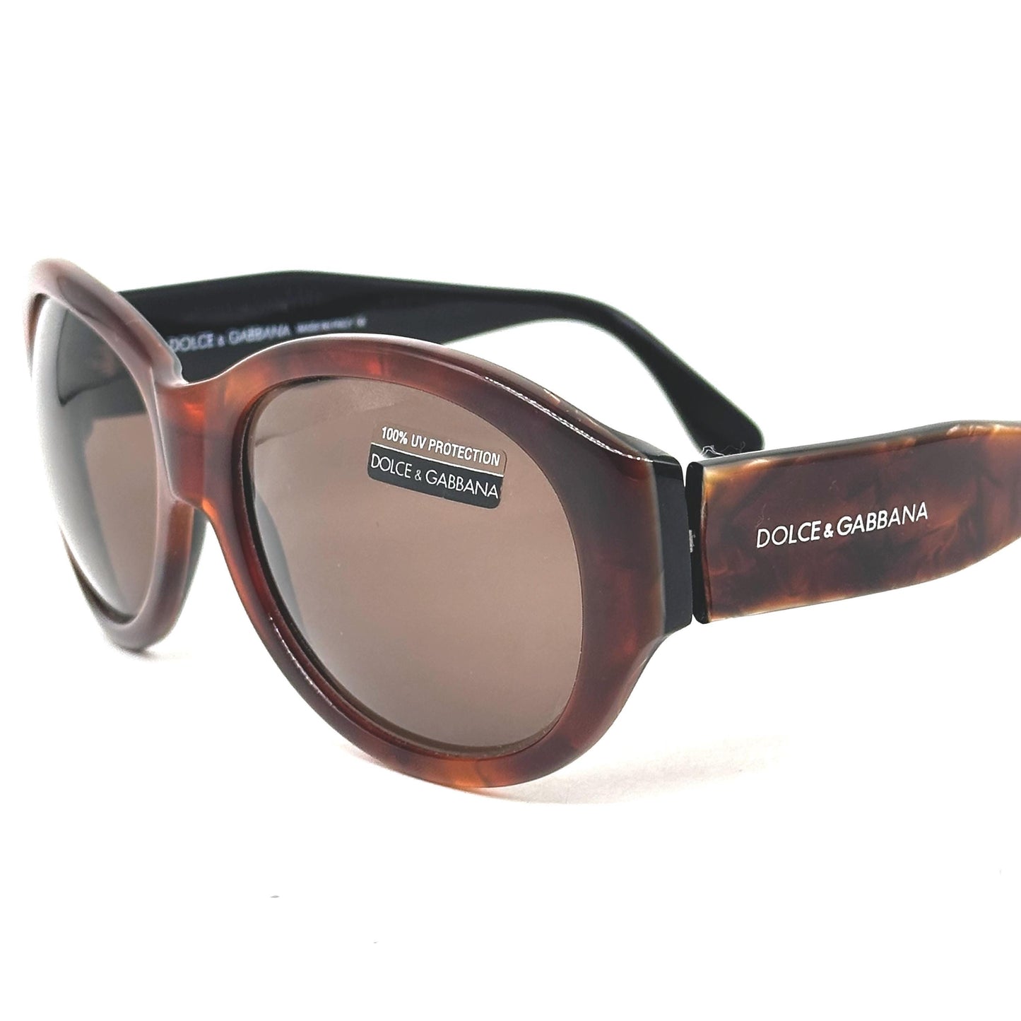 Dolce & Gabbana 511s brown marble oval fly sunglasses brown lenses 90s NoS