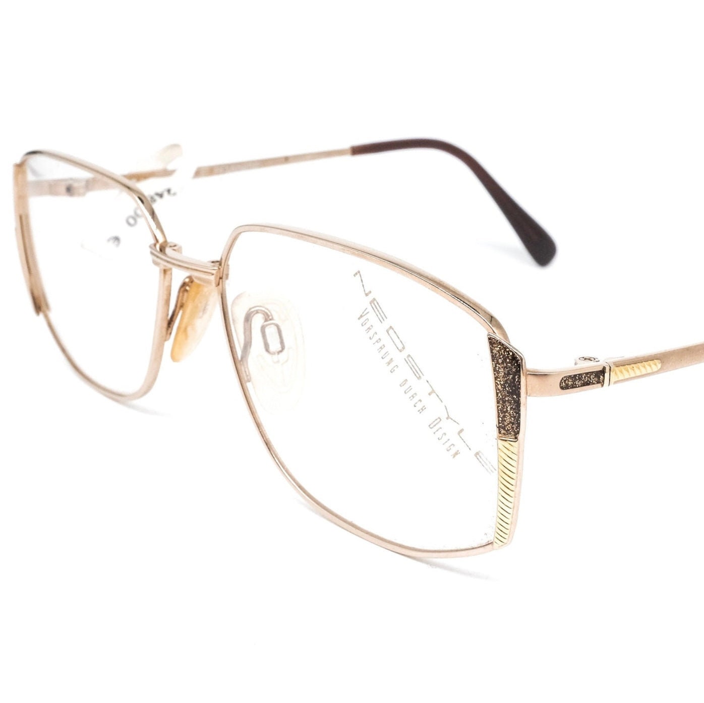 Neostyle 003 335 square golden geeky eyeglasses frames, 1980s NOS France