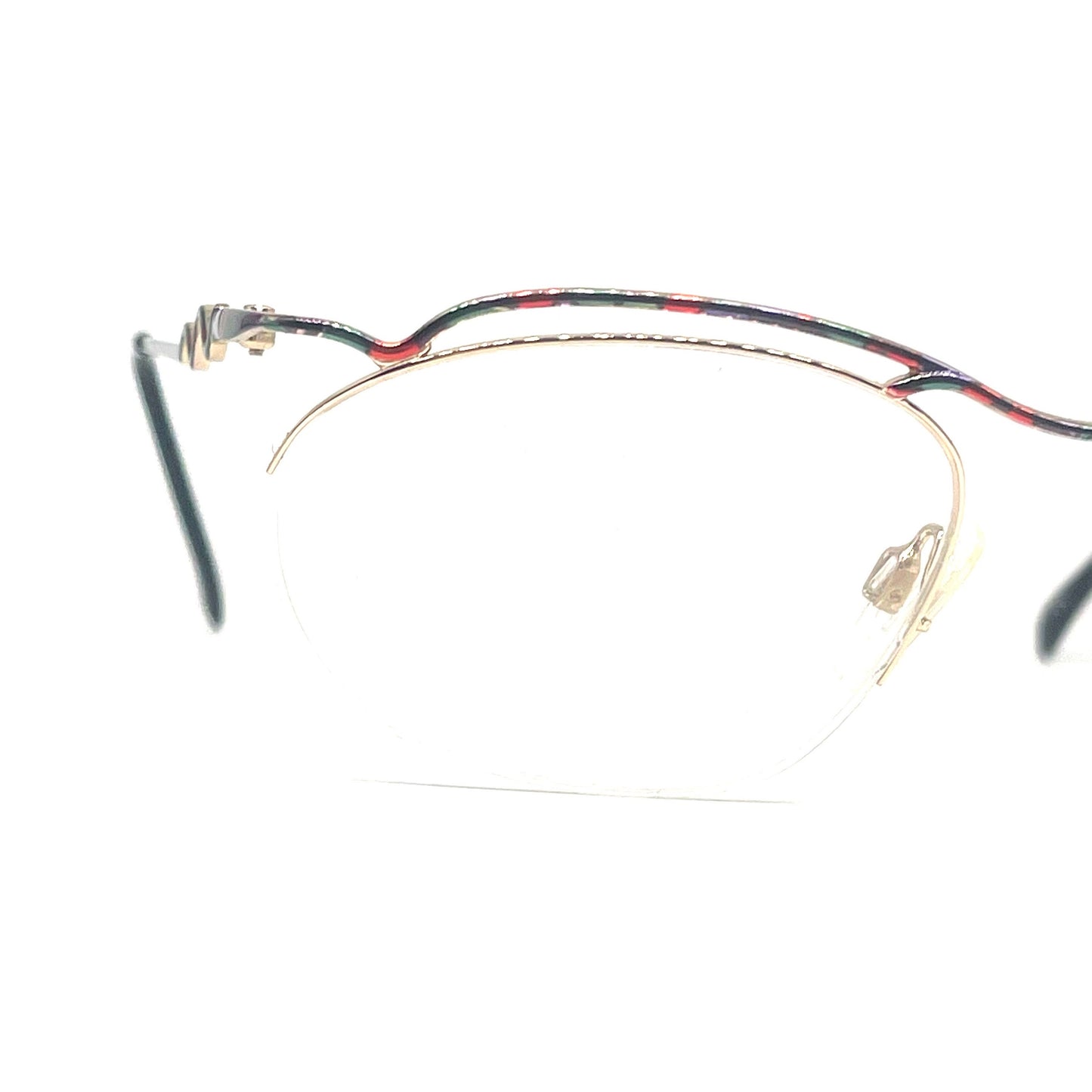 Neostyle Mozart modernist rimless eyeglasses gold/ multicolor enamel, NOs 80s