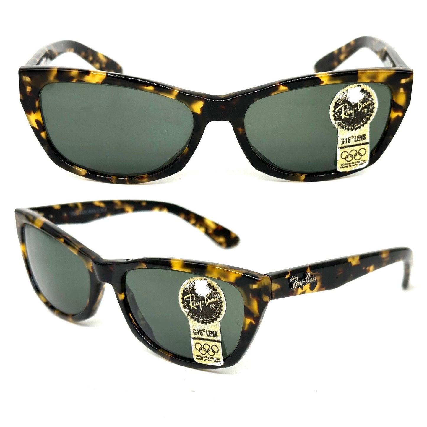 Rayban Innerview W1437 B&L Usa vintage rectangular tortoise cello sunglasses, NOS 80s