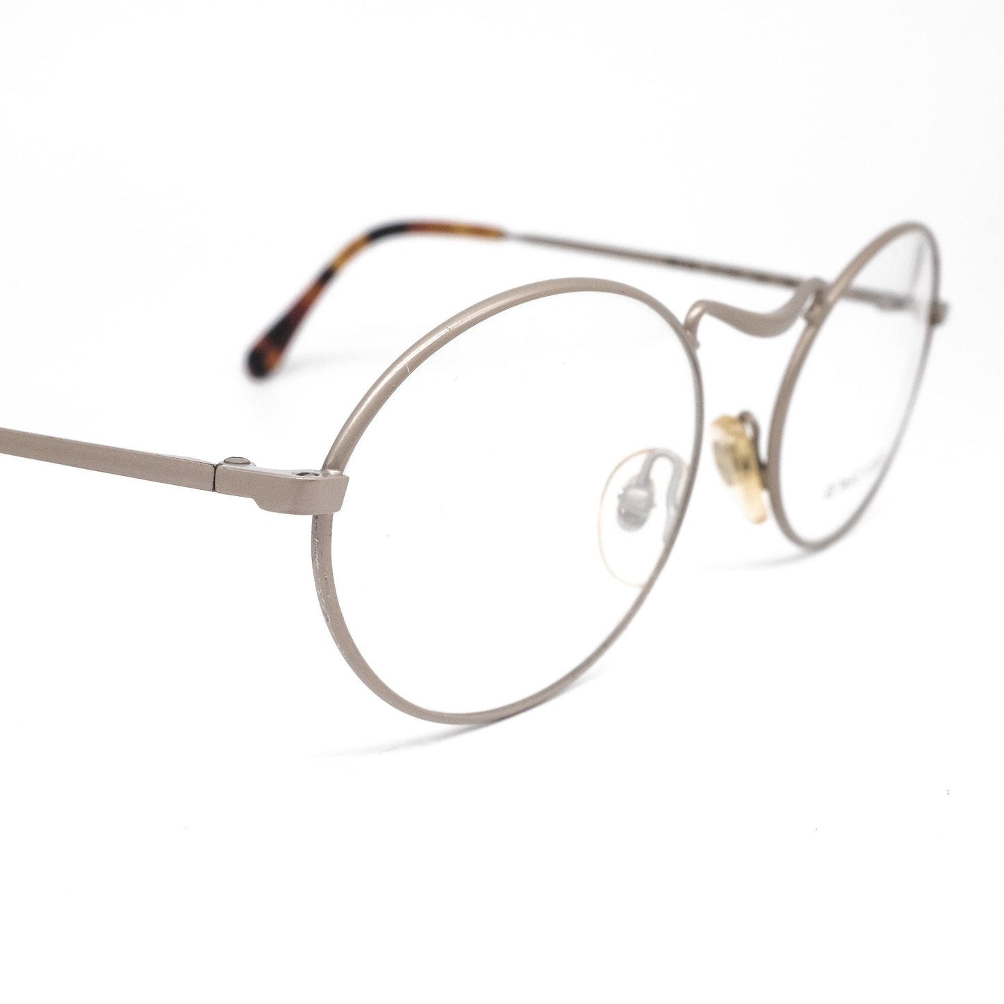 Romeo Gigli RG25 minimal oval shaped matt silver metallic eyeglasses frames, NOS 80s Italy