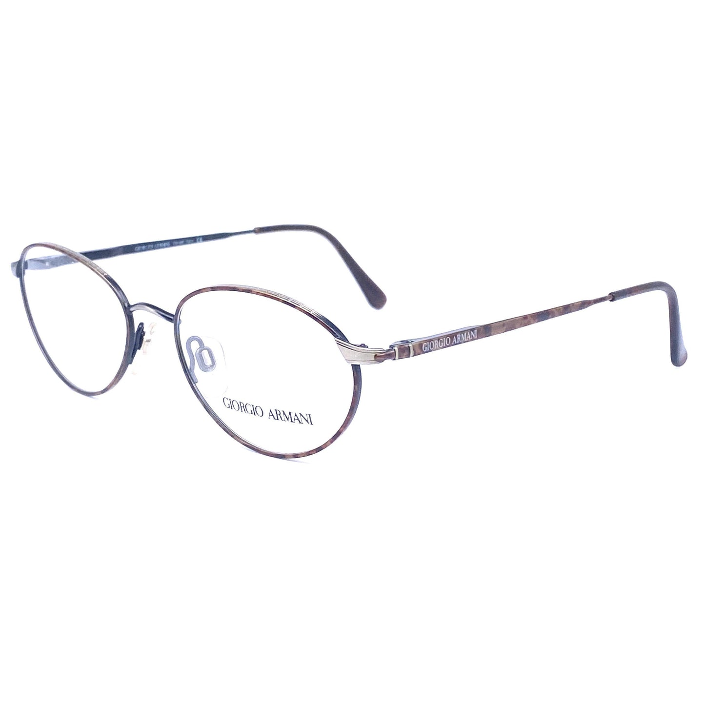 Giorgio Armani 237 minimalist oval tortoise gunmetal frames, NOS 80s Italy
