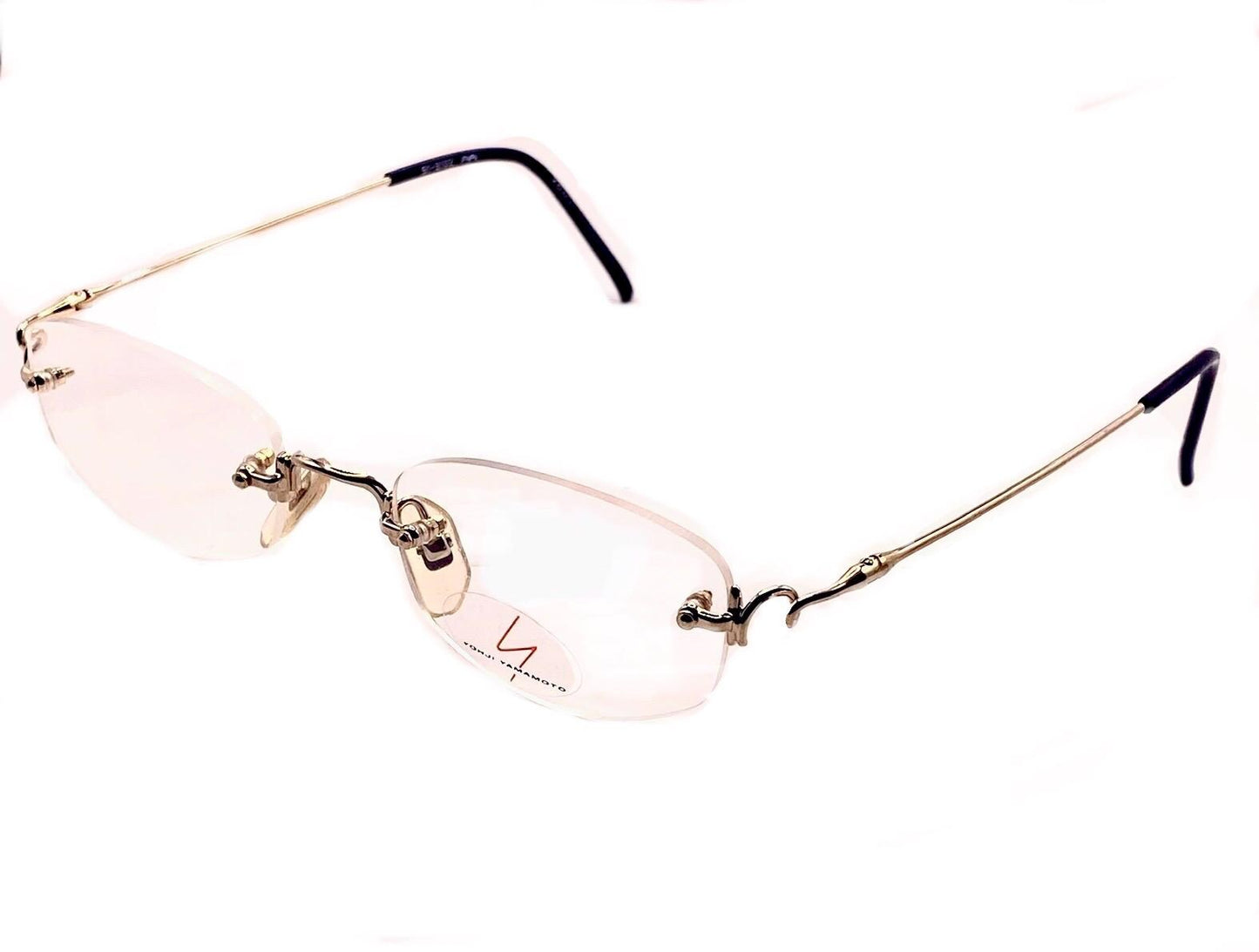 Yohji yamamoto 51-8102 avant garde gold plated rimless glasses frames made in Japan, 90s NOS mint