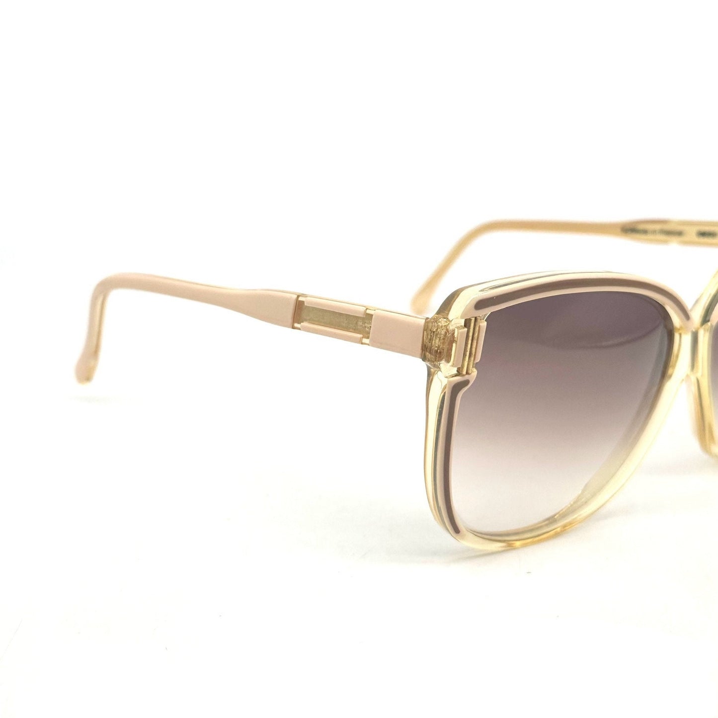 Courreges 8430 square oversized sunglasses in cream and gold color, 1970s NOS hand made in France