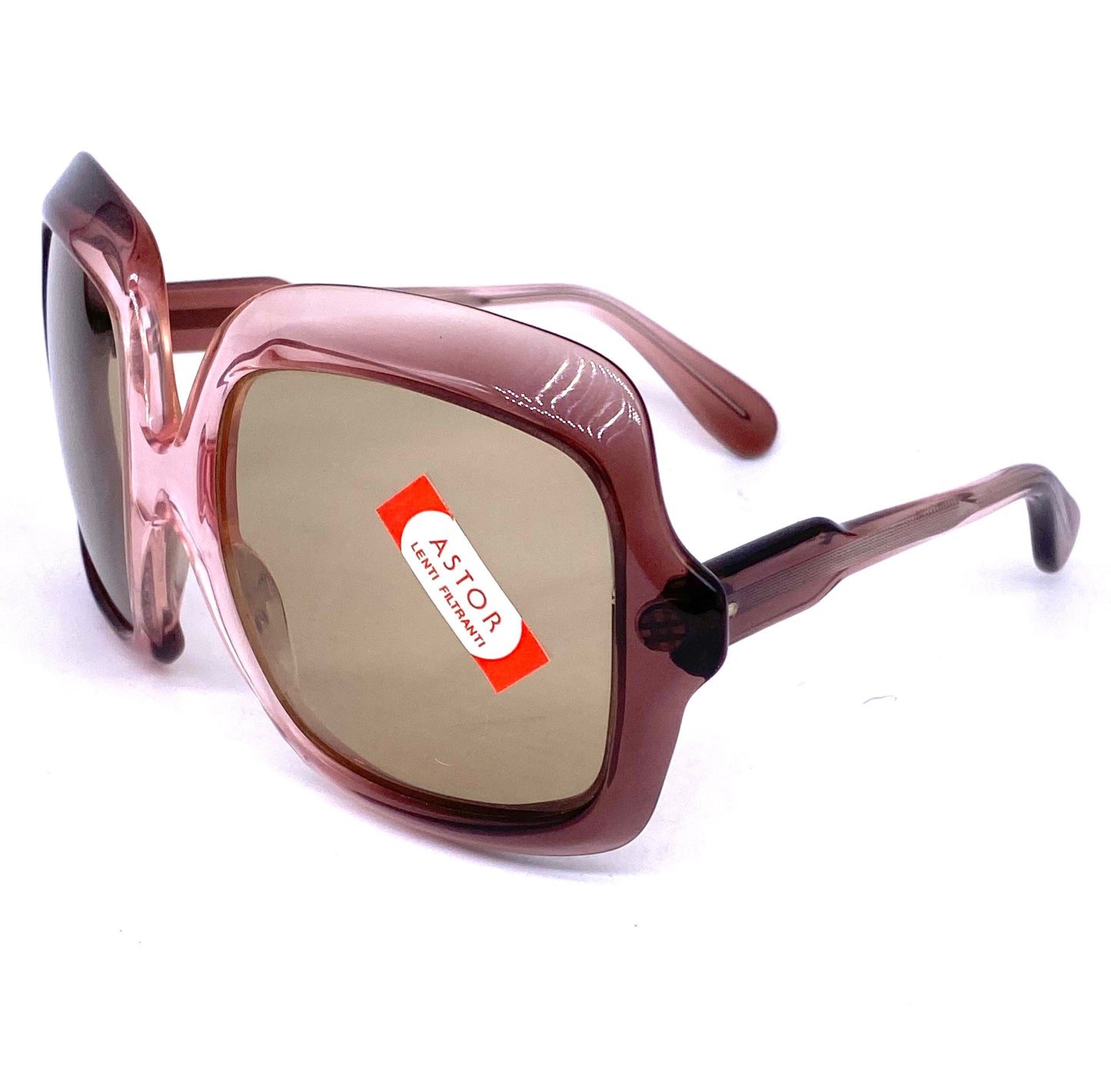 Astor square oversized sunglasses fading translucent cello 1960s NOS Italy