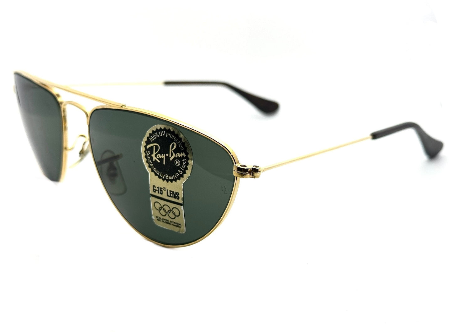 Rayban b&l W1082 59-16 gold plated metal aviator sunglasses made in USA in the 80s, brand new