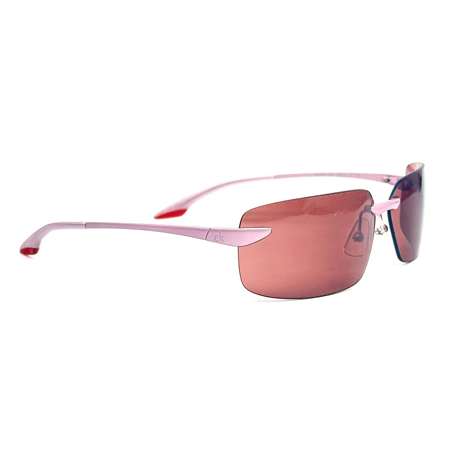 Calvin Klein 2053S 204 early y2k pink square rimless sunglasses made in Italy, NOS