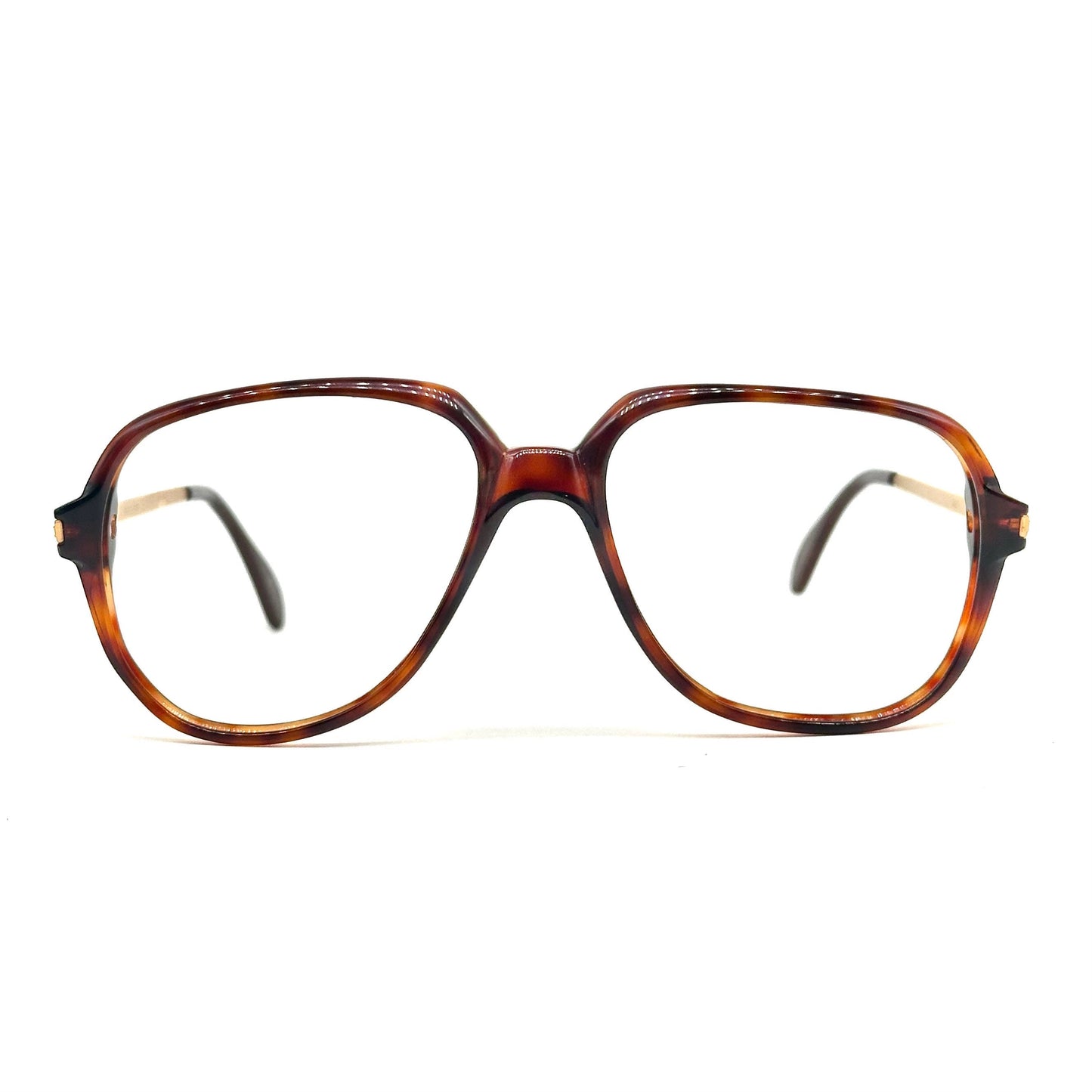 Persol Ratti 09185 tortoise drop shaped frames w adorned golden metal temples, 1980s NOs Italy