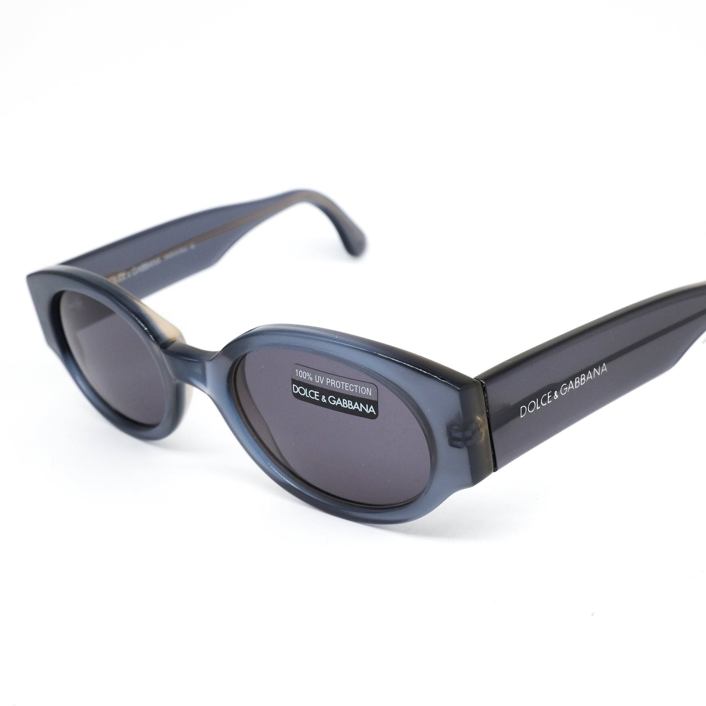 Dolce & Gabbana 700s oval translucent black acetate sunglasses made in Italy, 90s NOS