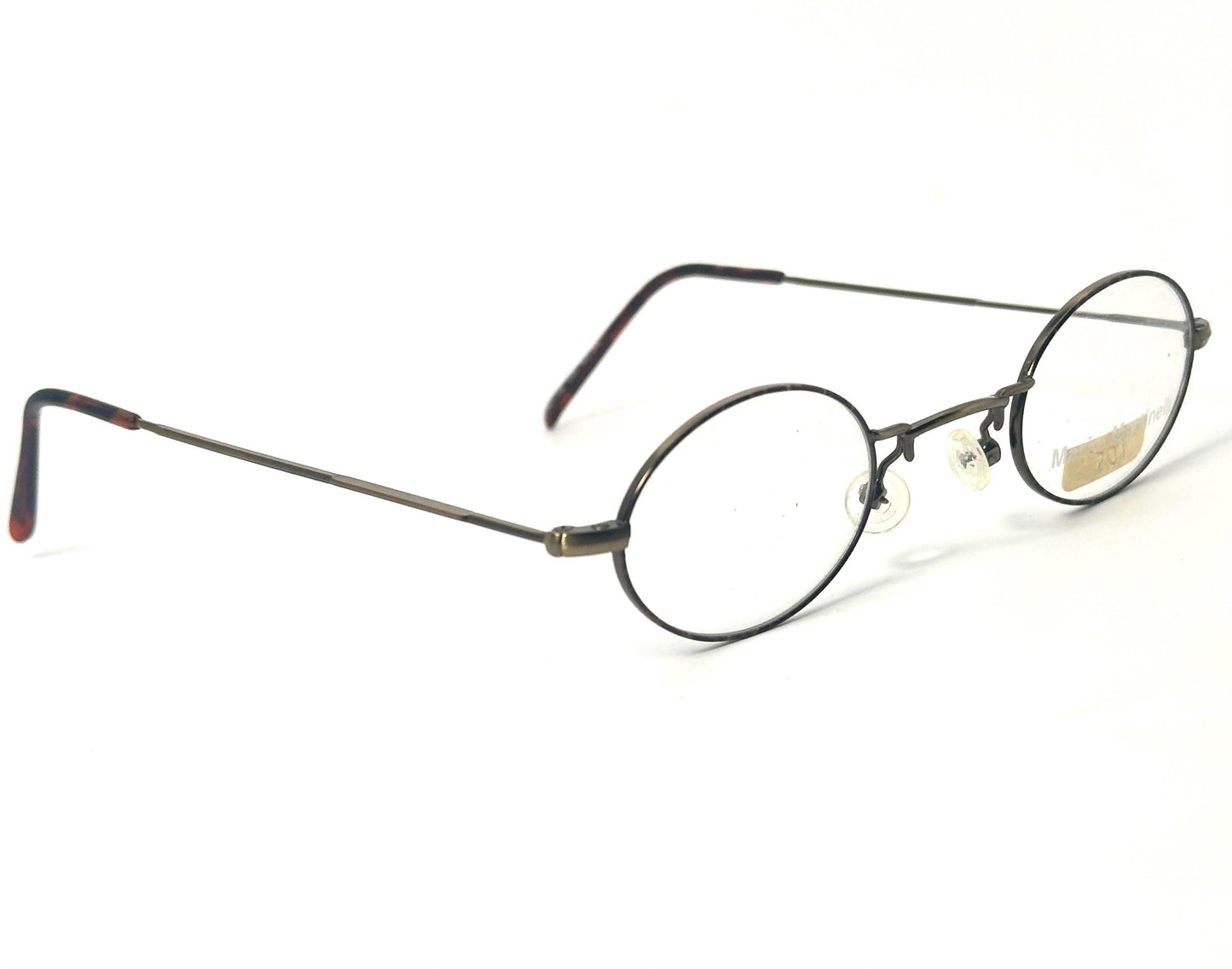 M.Martinelli antique brass retro-Victorian style small oval frames w tortoise enamel details, NOS 80s