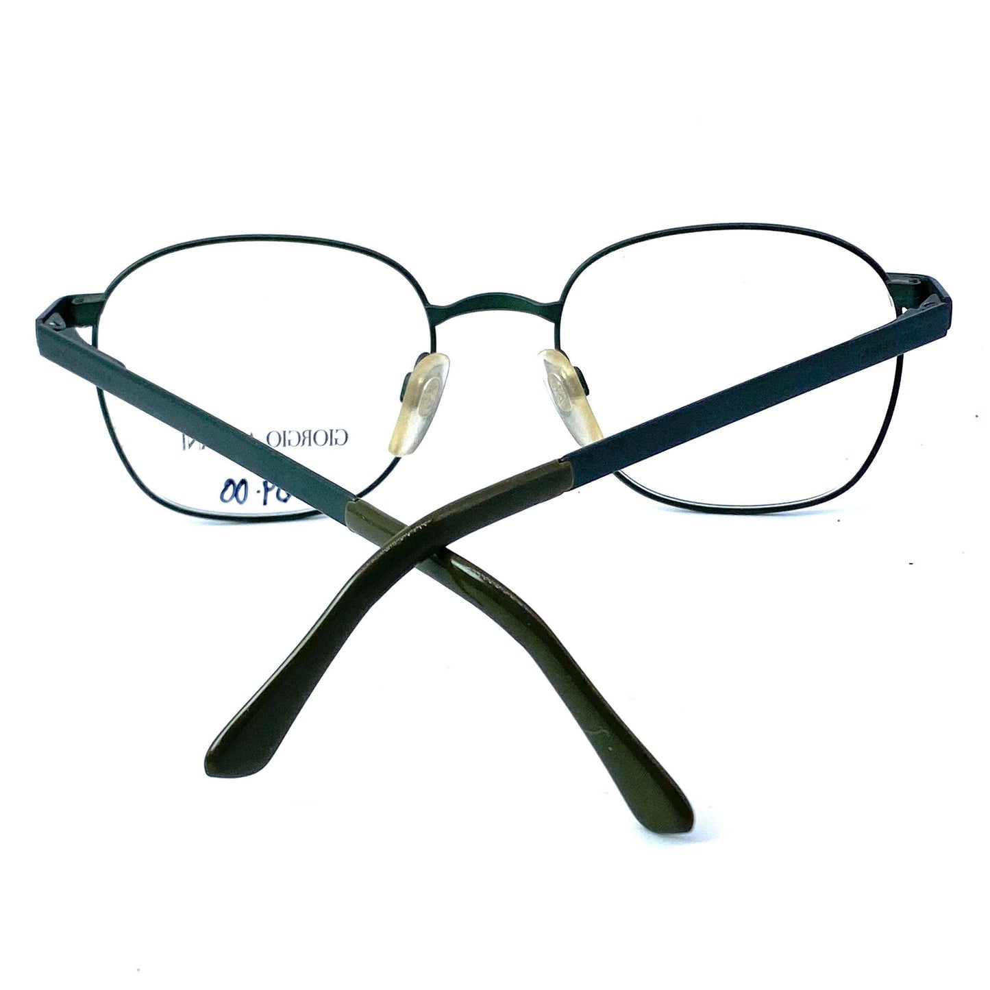 Giorgio Armani square military green eyeglasses frames, NOS 1980s ITALY