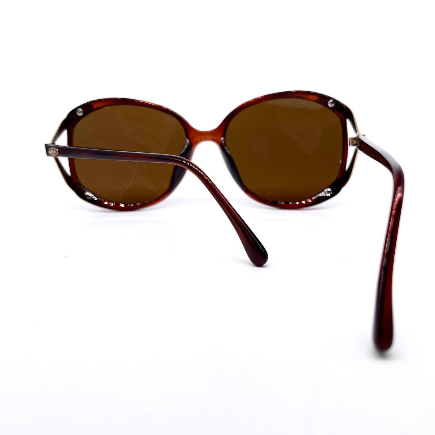 Christian Dior 2490 hony oversized sunglasses with carved golden hinges 80s NOS Germany