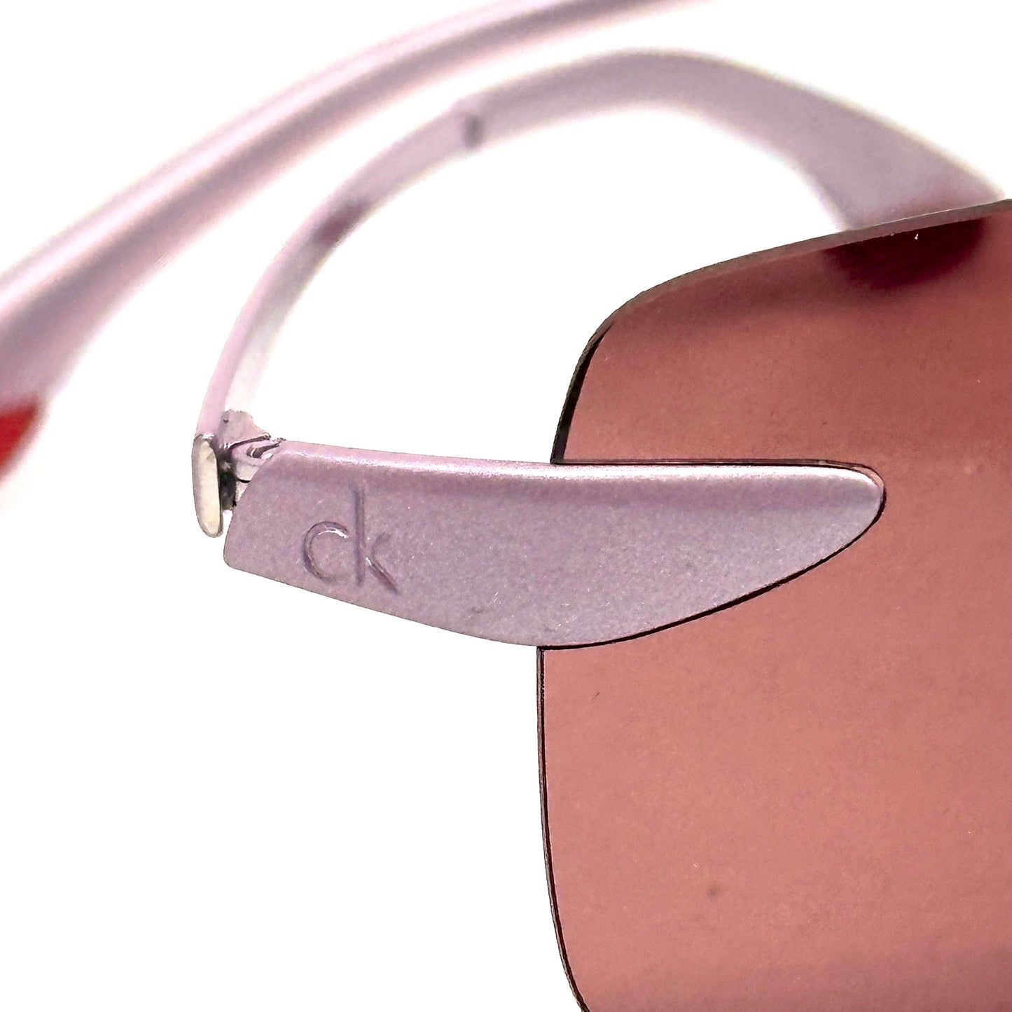 Calvin Klein 2053S 204 early y2k pink square rimless sunglasses made in Italy, NOS