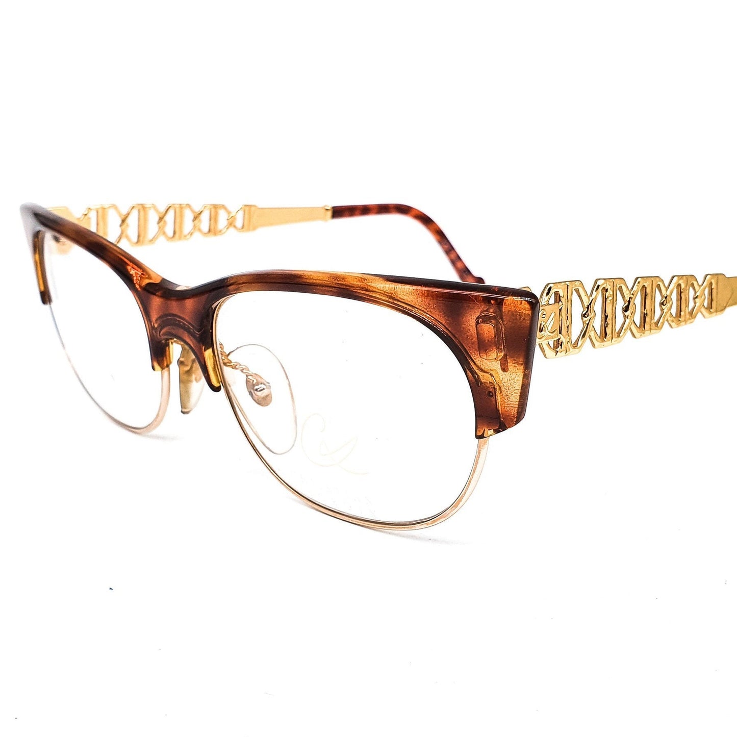 Christian Lacroix 7303 square clubmaster style eyeglasses in 2 colorways, NOS 80s