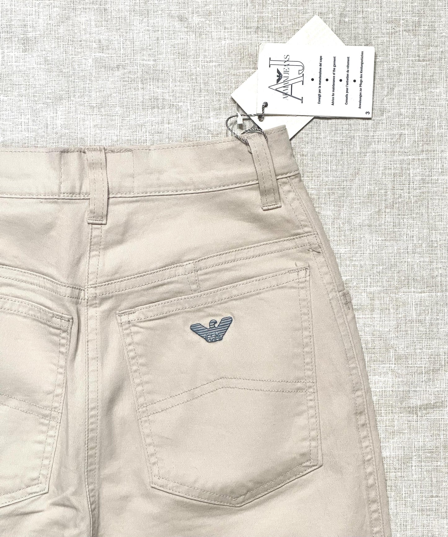 Armani Jeans Sand Beige Cotton SS Pant size 27 NWT 90s