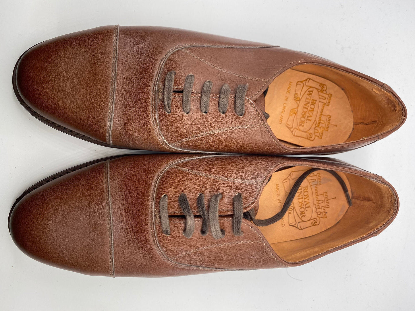 Grenson Royal Windsor tan leather ladies formal lace up shoes, NOS 80s UK