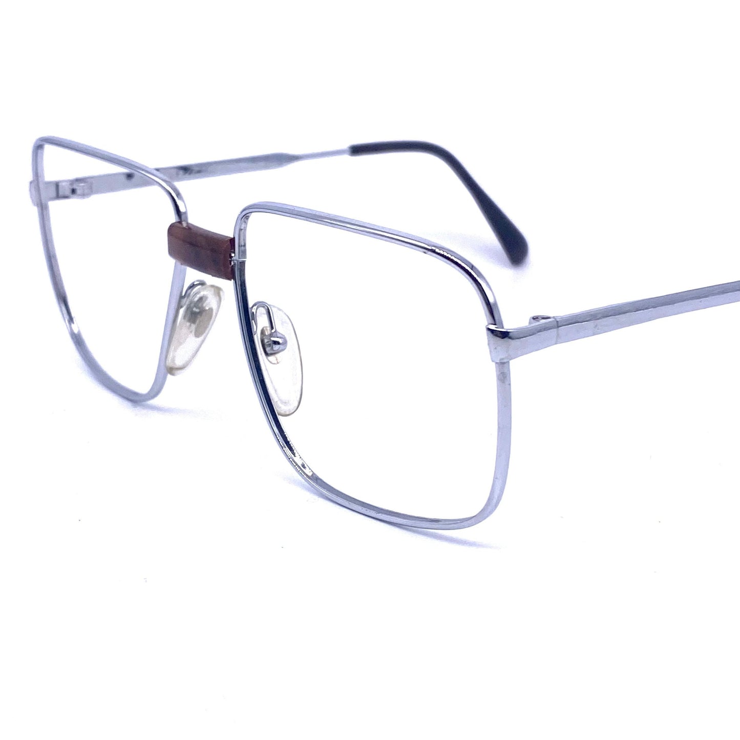 OGZ square geek metal frames w/ briar root  bridge, 1960s NOS Italy