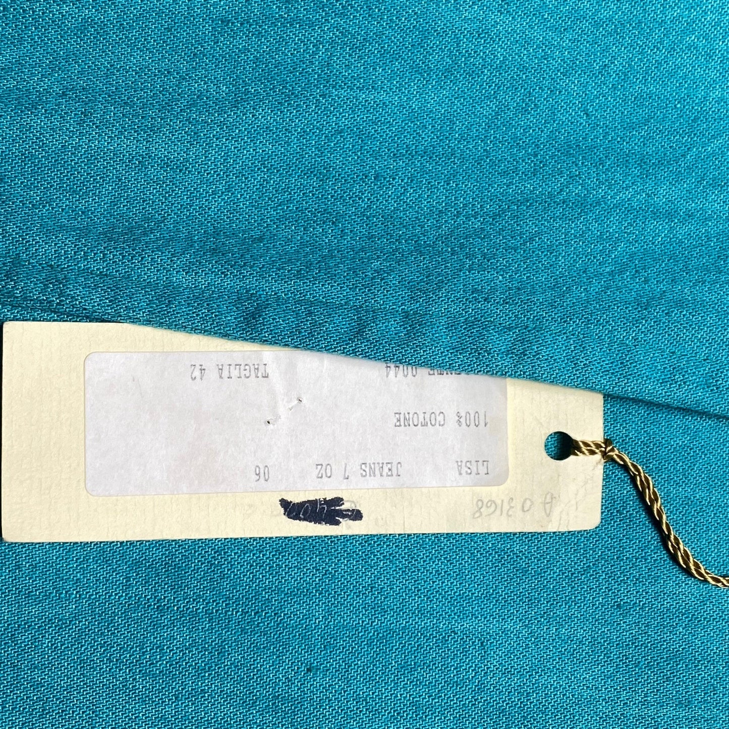 Zanewa for Guidotti Milan sea green fine denim blazer jacket with embroidered detail, 1980s NOS.