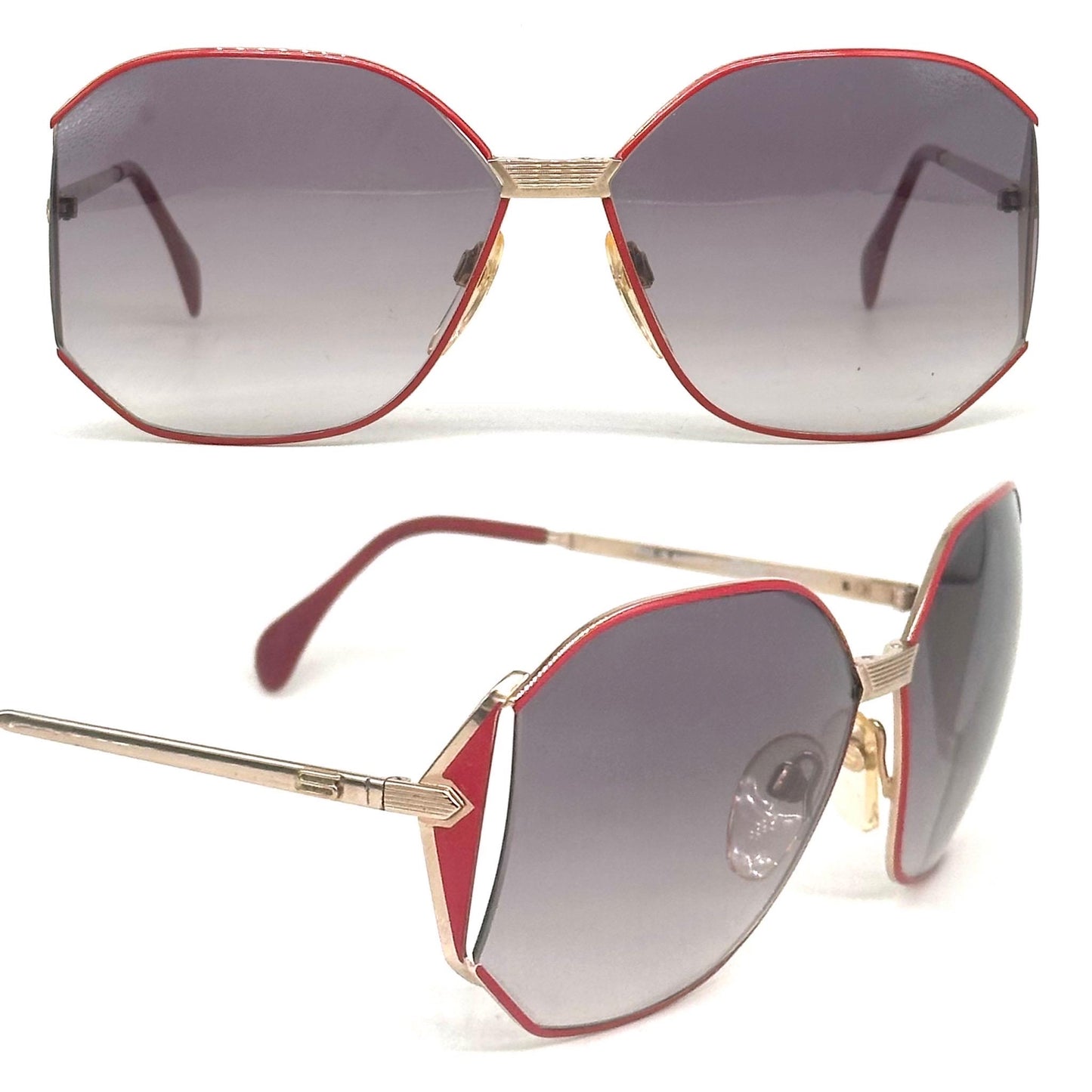 Silhouette 8012 red and gold oval squared sunglasses, 1980s NOS Made in Austria
