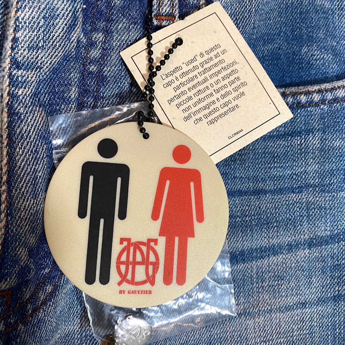 Jean Paul Gaultier 90s NOS straight blue jeans “used look, mint and with tags sz 27